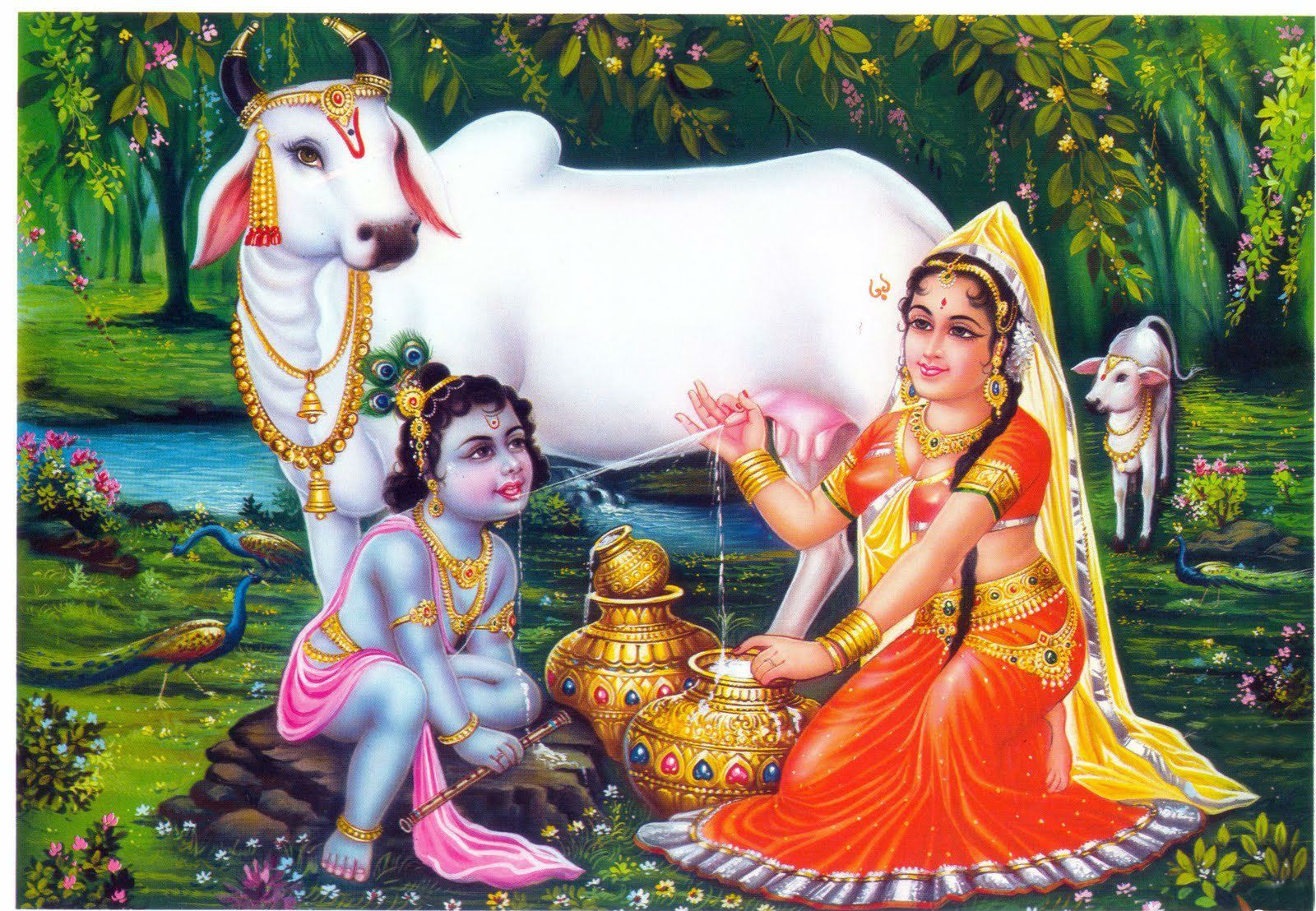 Yashoda And Krishna Paintings Wallpaper