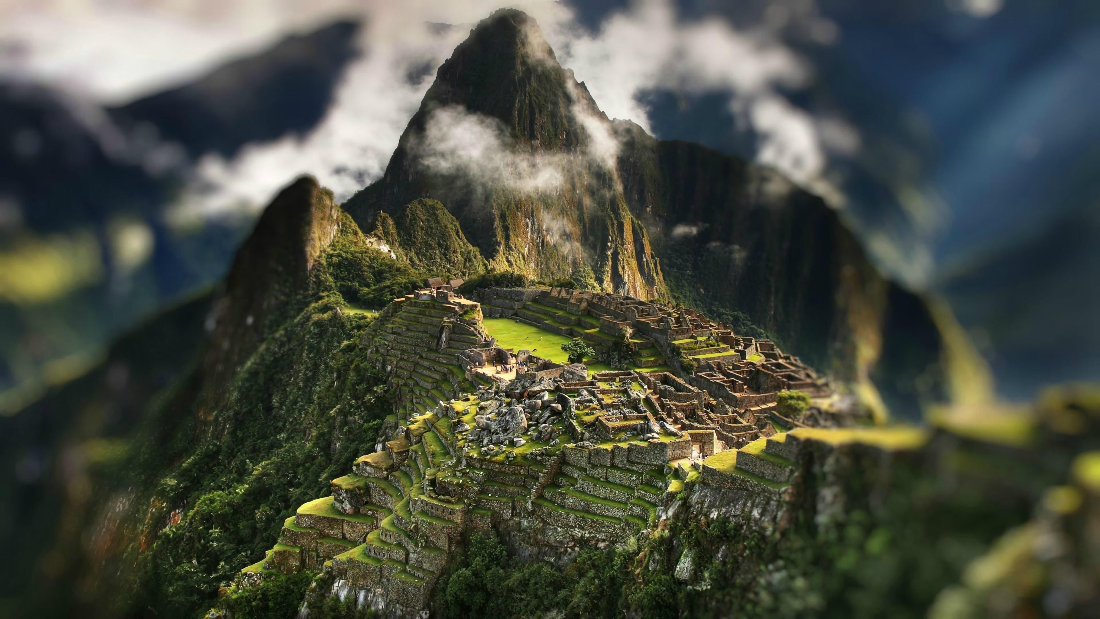 mountain #historical #history #peru #peak machu picchu huayna picchu #clouds ancient city #breathtaking K #wallpaper. Tilt shift, Machu picchu mountain, Picchu