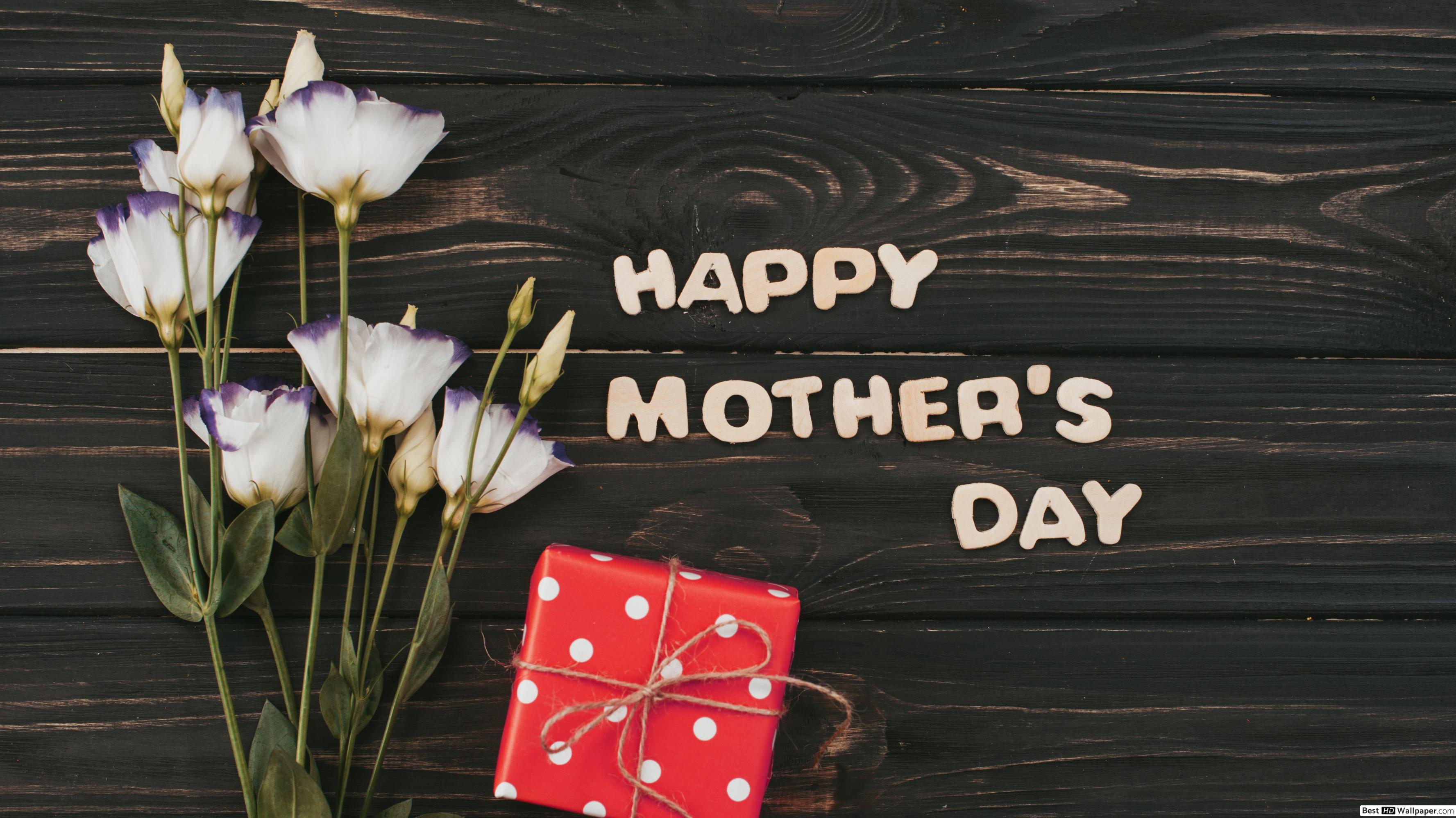 Happy Mother's Day White Font Note on Wood HD wallpaper download
