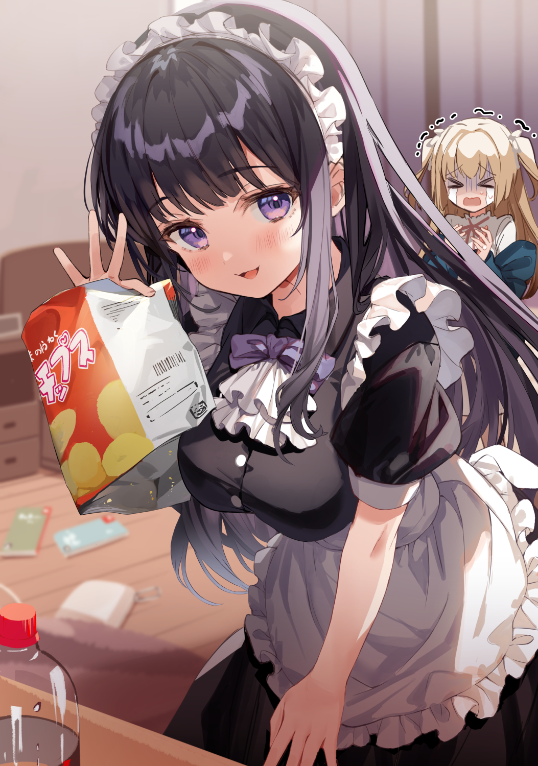 Wallpaper, anime girls, maid outfit, vertical 1053x1500