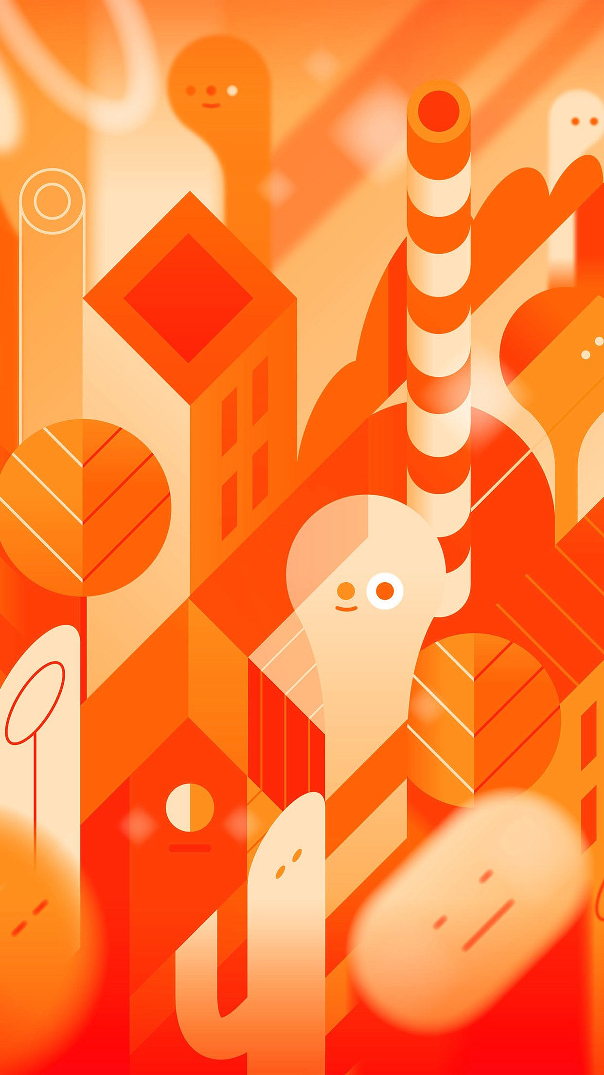 Android Lollipop Lg Orange Cute Illust Pattern Wallpaper