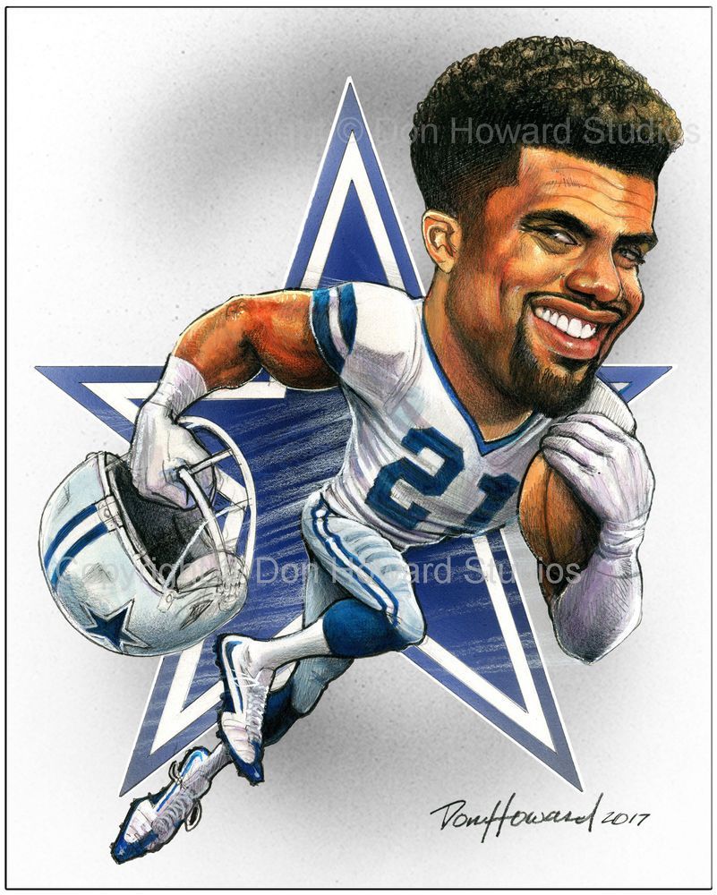 Don Howard's Depiction of Ezekiel Elliott Celebrity Caricature. Dallas cowboys players, Dallas cowboys, Dallas cowboys fans