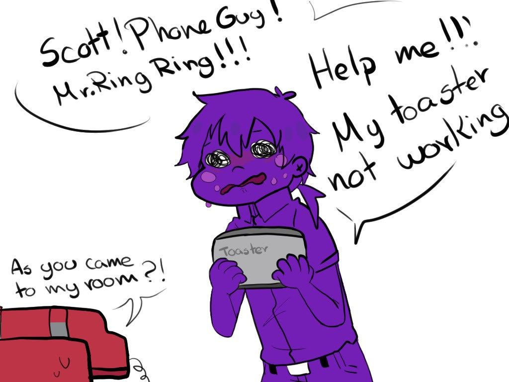 Toast, Purple Guy, And Fnaf Image Guy X Phone Guy Fnaf Cute