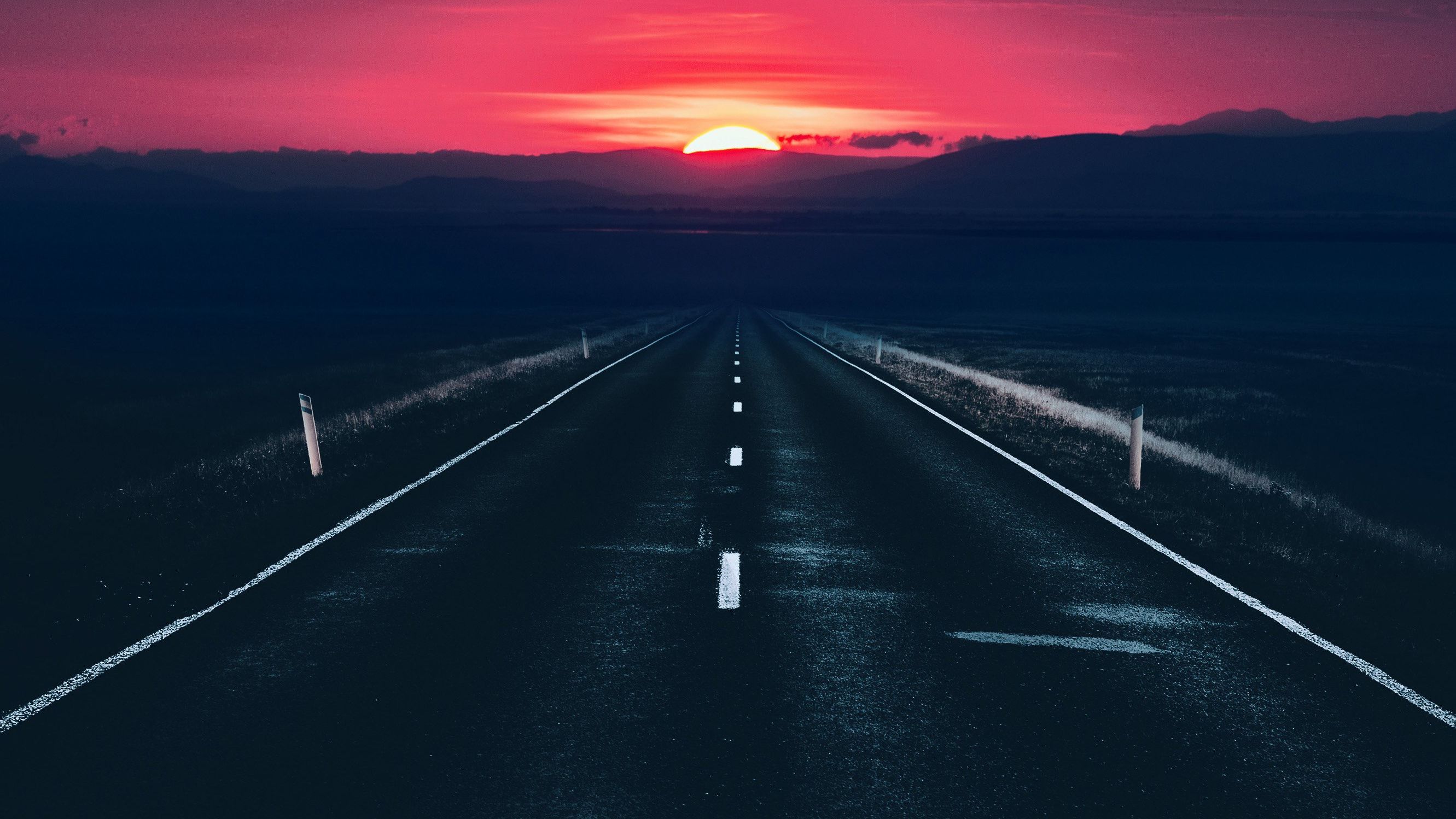 Long Alone Dark Road Sunset View, HD Photography, 4k Wallpaper, Image, Background, Photo and Picture