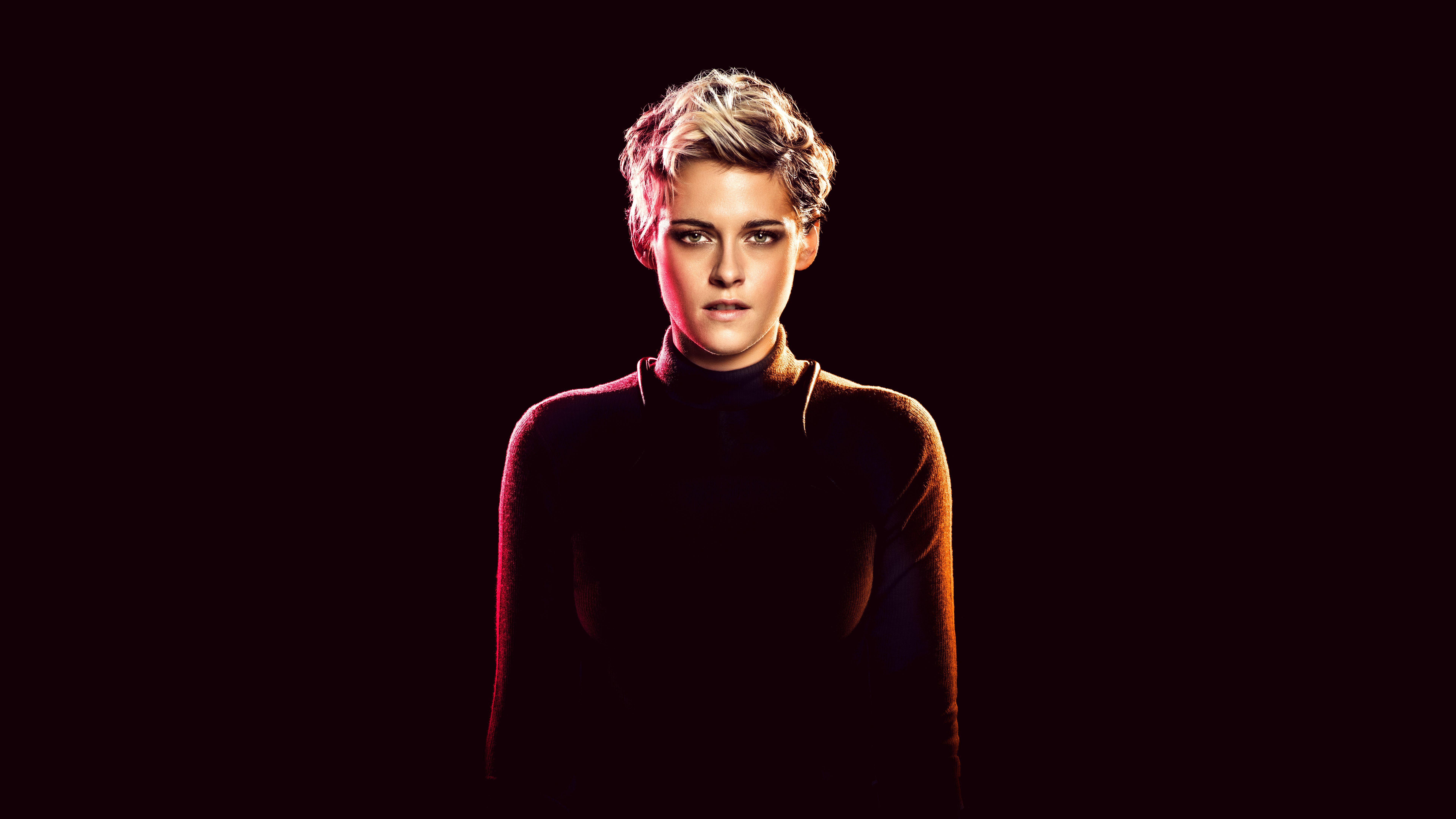 Kristen Stewart 4K Wallpaper, Charlie's Angels, Black background, 5K, 8K, People