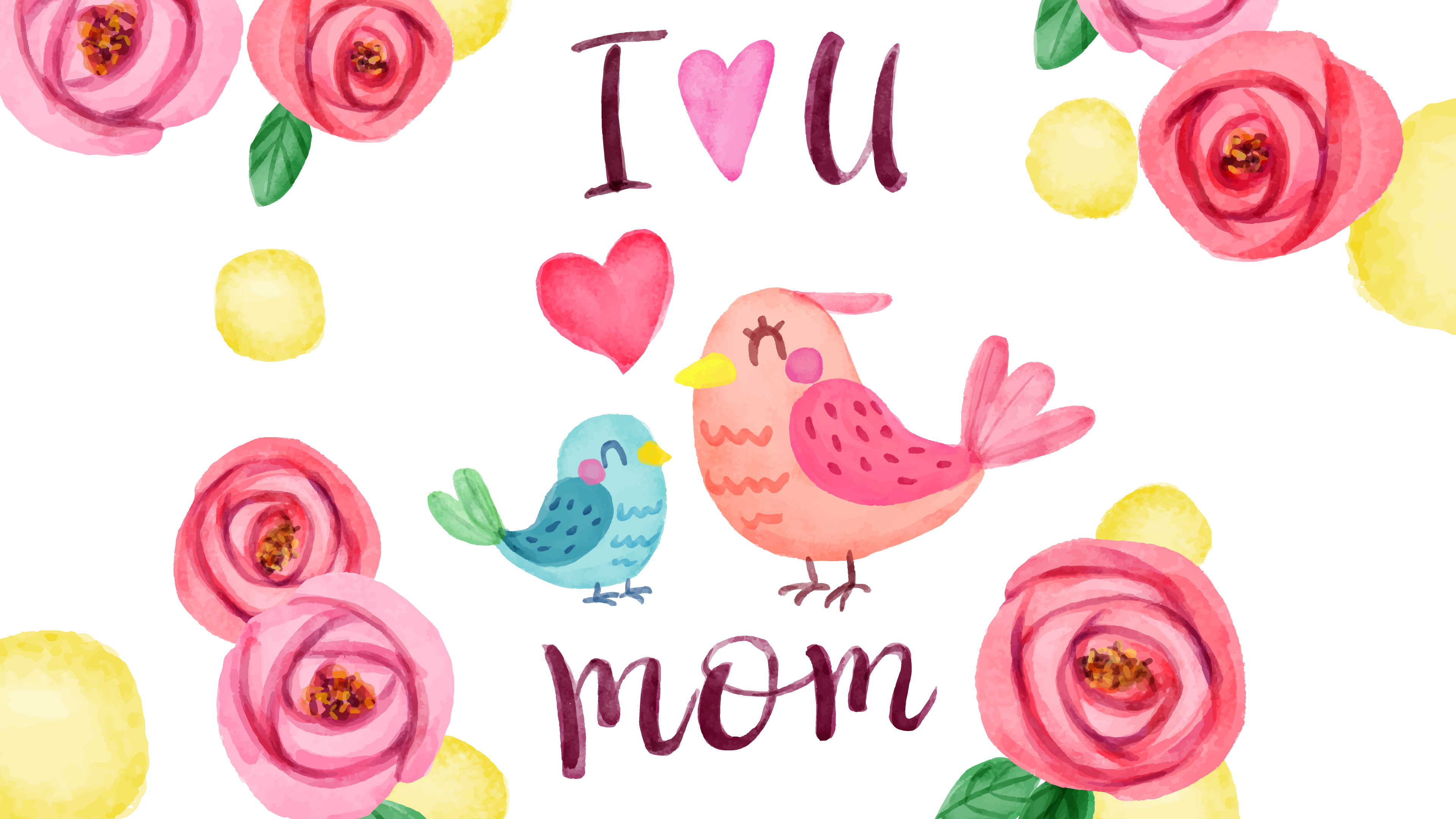 I Love You Mom 4K Wallpaper, Happy Mother's Day, Illustration, Celebrations