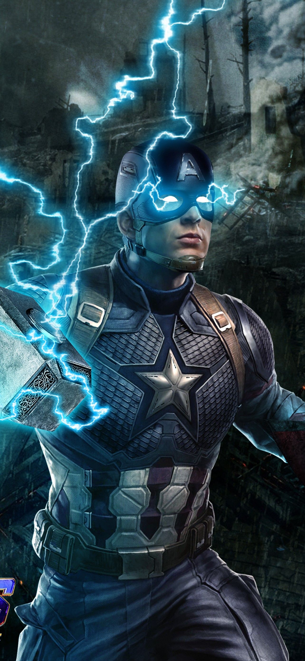 Captain America 4K Wallpaper, Avengers: Endgame, Worthy, Thor's hammer, Mjolnir, Movies