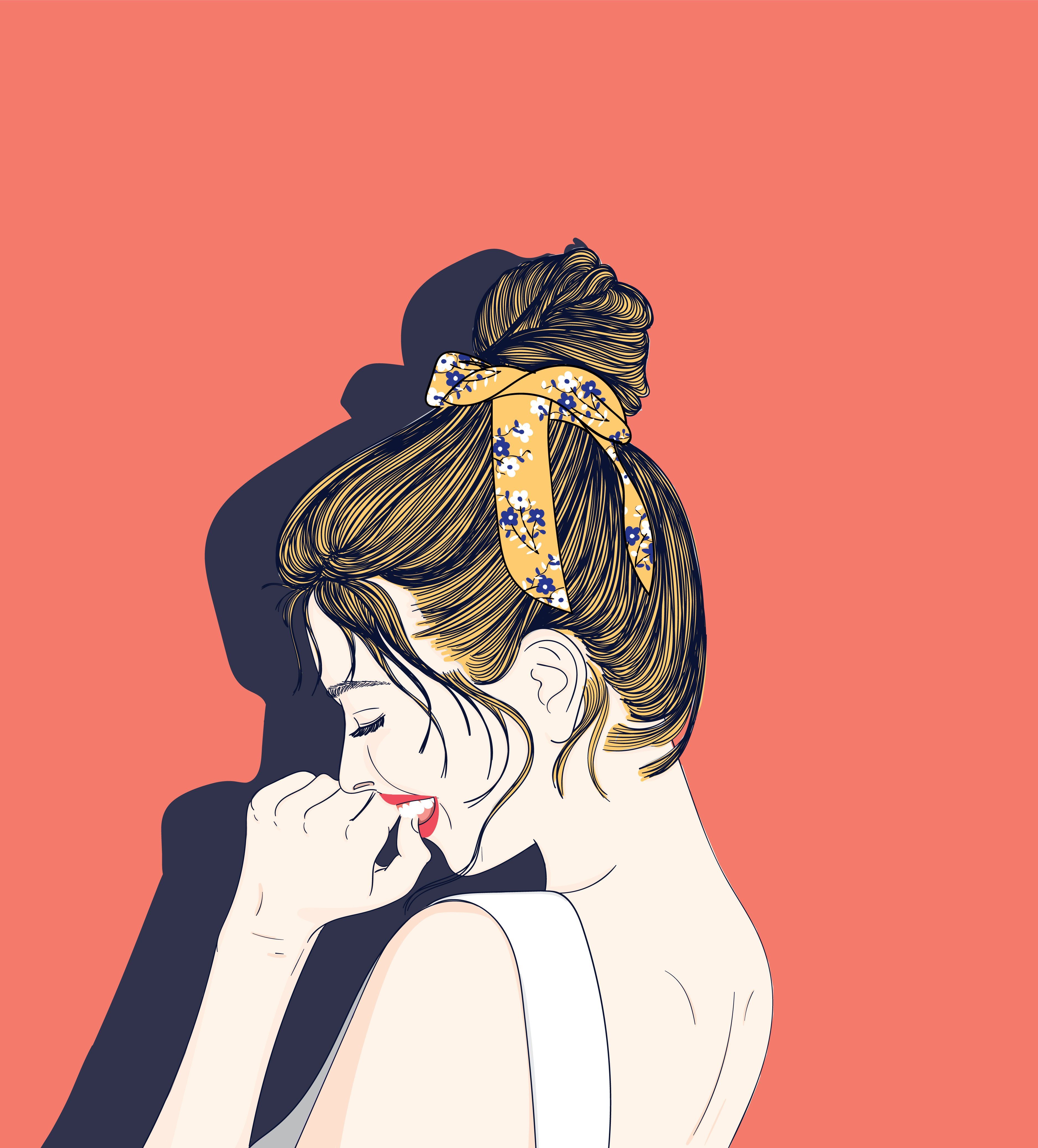 Fashion illustration of girl.Lovely girl, Hairstyles for women in modern style. Girly art illustrations, Illustration art girl, Animation art character design