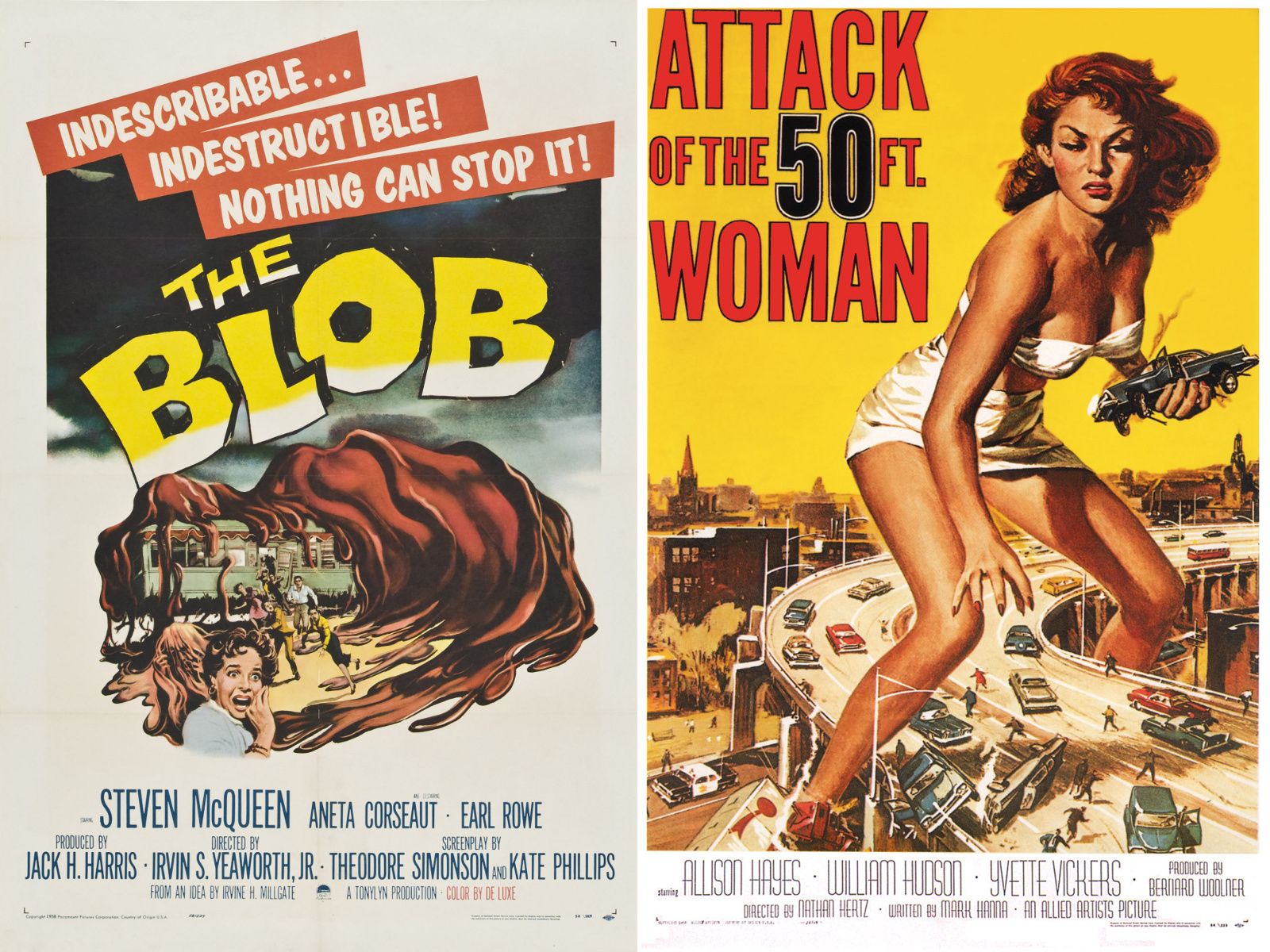 Нападение 50. Постер Attack.of.the.50.foot.woman.1958. Атака 50-футовой женщины плакат. Постер футовая женщина.