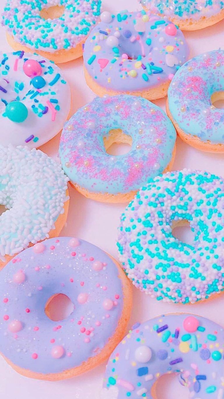 cute donuts, iPhone Wallpaper. Cute food wallpaper, Food wallpaper, Unicorn donuts
