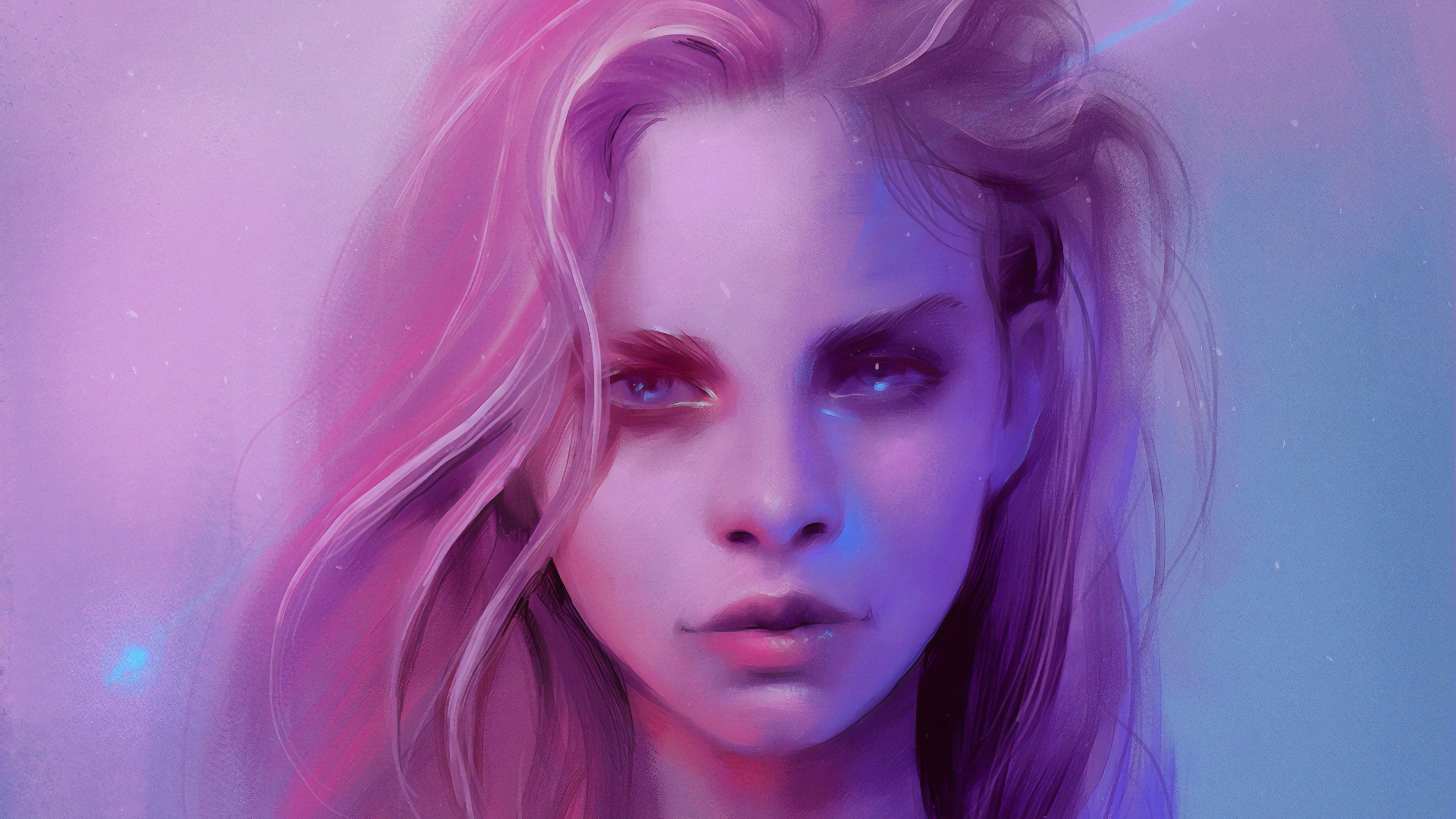 Pink Girl Portrait Art 4k, HD Artist, 4k Wallpaper, Image, Background, Photo and Picture