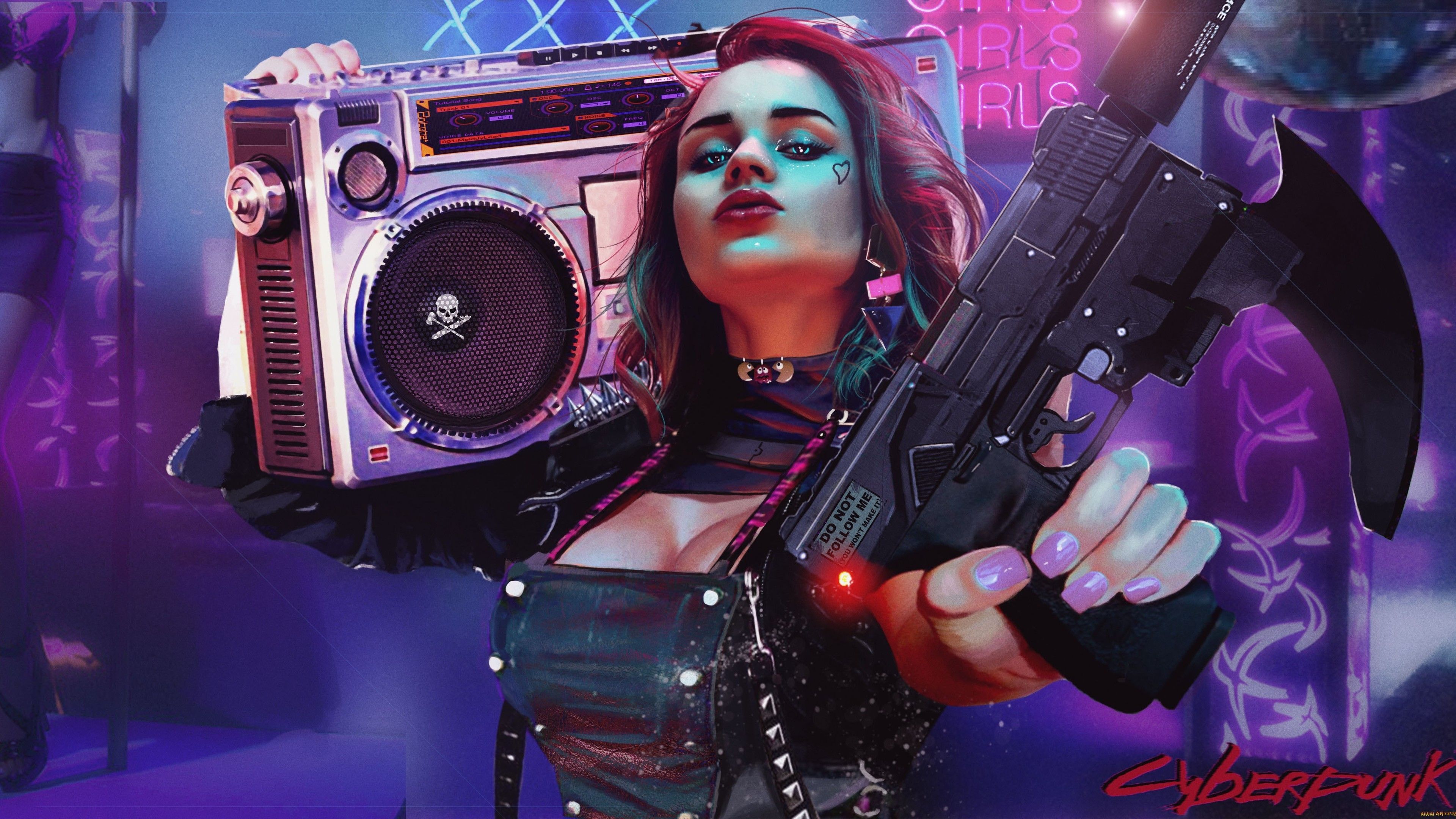 Wallpaper 4k Cyberpunk Girl Artwork 4k 4k Wallpaper, Artist Wallpaper, Artwork Wallpaper, Cyberpunk Wallpaper, Digital Art Wallpaper, Hd Wallpaper, Music Wallpaper, Skull Wallpaper