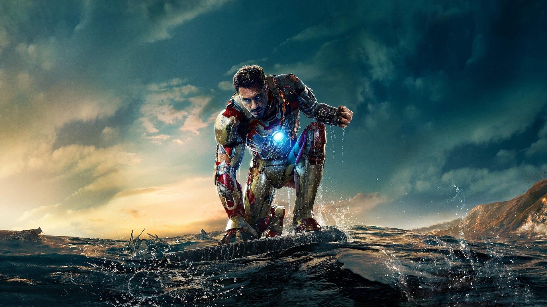 Iron Man, Iron Man Tony Stark, Sea, Robert Downey Jr. Wallpaper HD / Desktop and Mobile Background