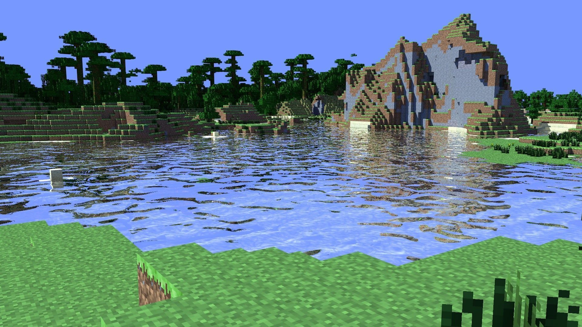 Water jungle Minecraft cinema 4d tapeta wallpaperx1080