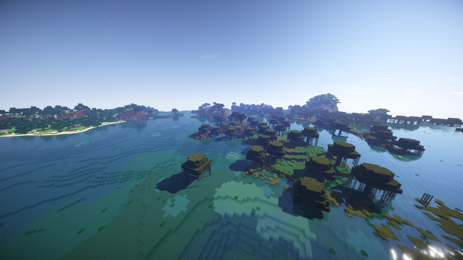 Wallpaper, sea, bay, water, Minecraft, coast, Sun, Terrain, ocean, screenshot, atmosphere of earth, landform, geographical feature, ecosystem 1920x1080