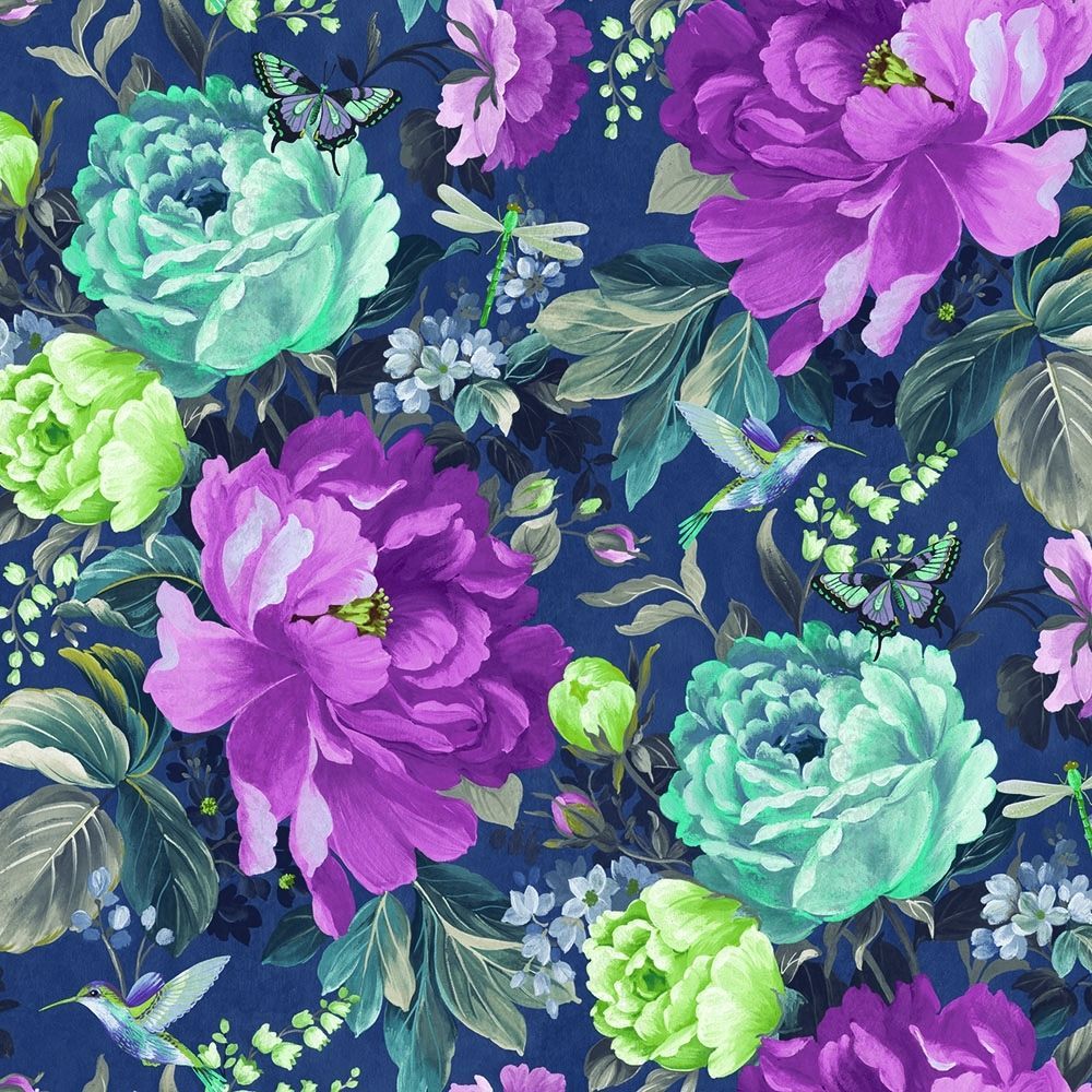 Violet Floral Wallpaper
