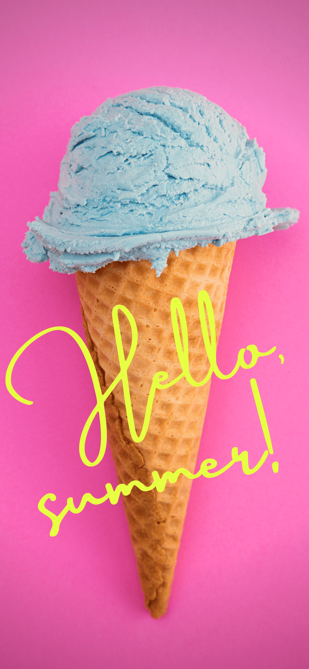 Hello, summer!” Ice Cream Cone. Summer Phone Lock Screen Wallpaper. AshleyEddleman.com. Freebies. Summer wallpaper, Phone wallpaper, Wallpaper