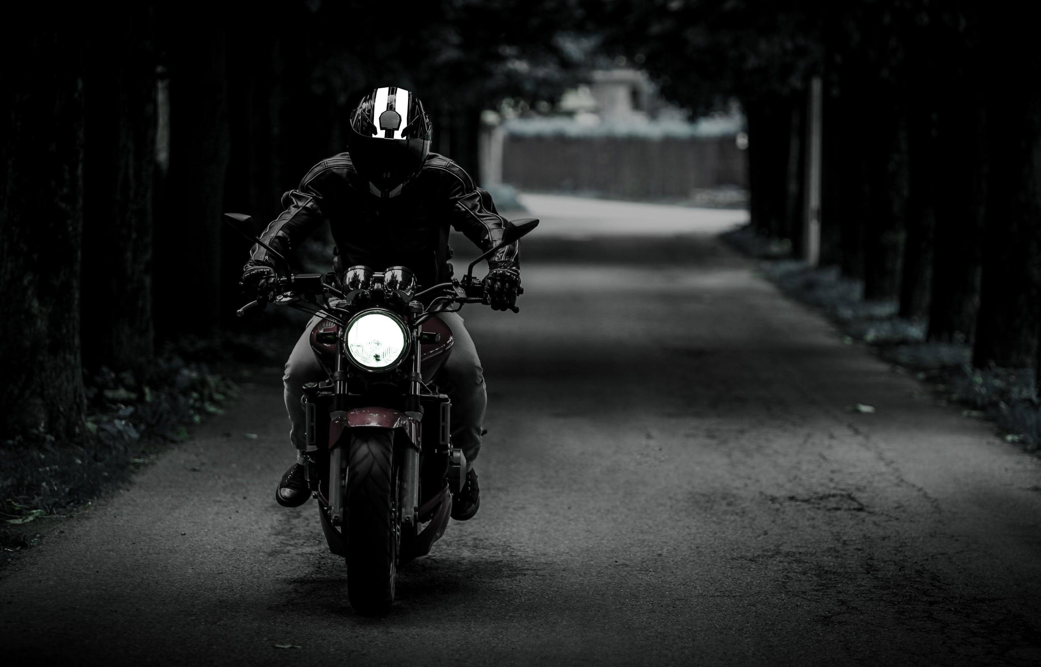 Biker 4K Wallpaper, Dark, Motorcycle, Black Dark