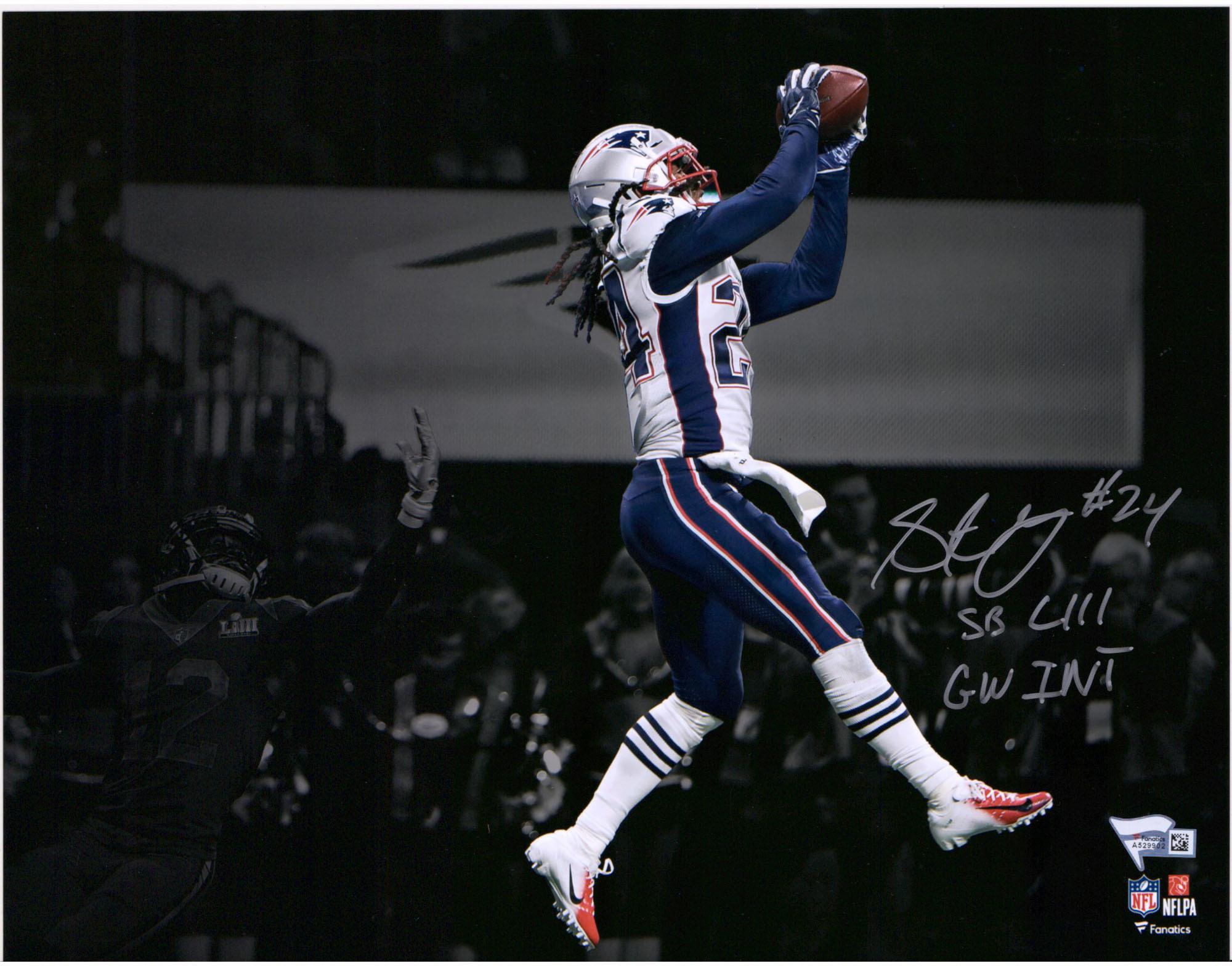 Fanatics Authentic Certified Stephon Gilmore New England Patriots Autographed 8 X 10 Super Bowl LIII Champions Game Winning Interception Photograph WithSB LIII GW INT Inscription Photographs