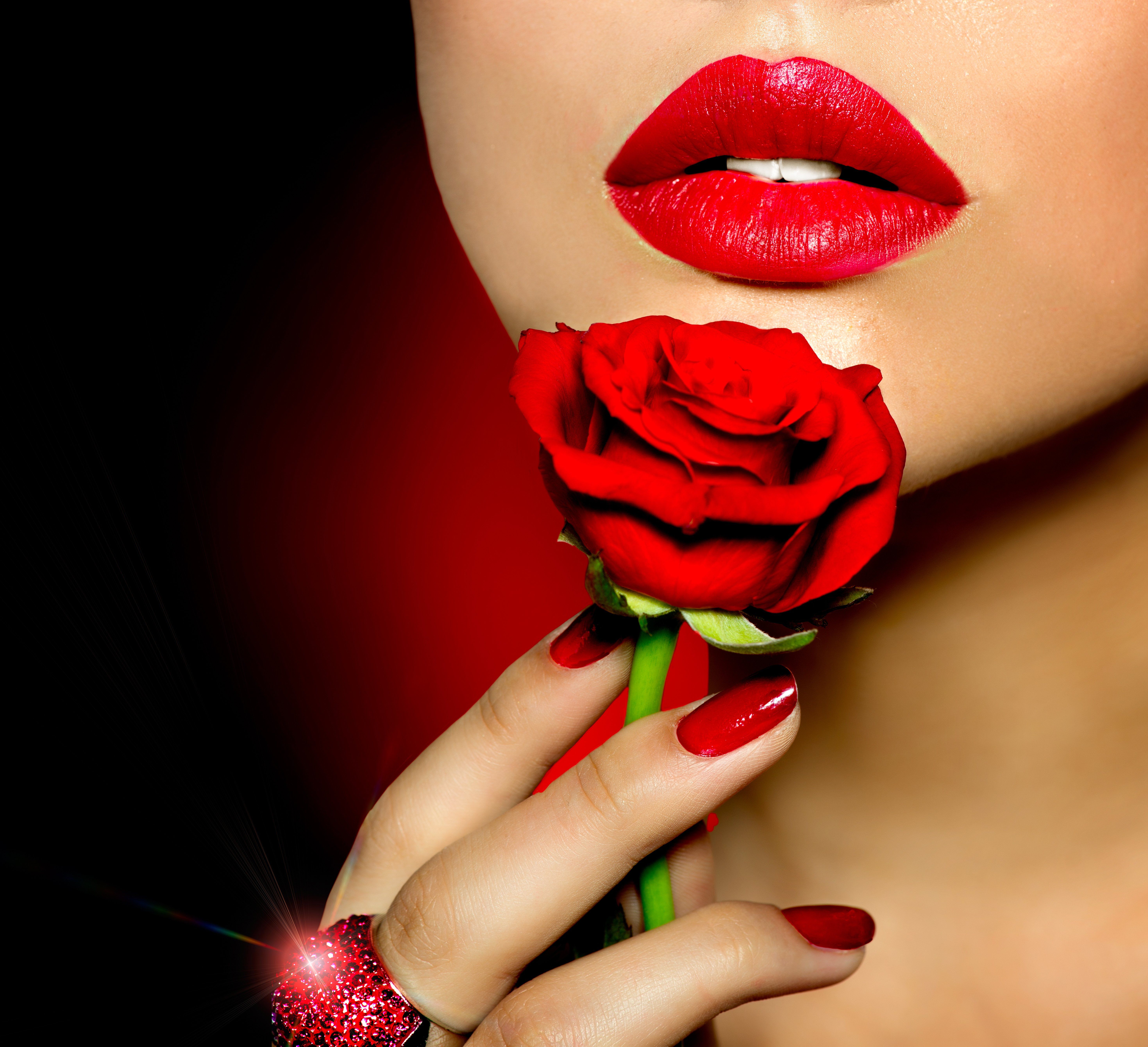 spettacular, Lips, Rose, One, Beauty, Lovely, Passion, Red, Lips, Nail, Love, Women, Red, Roses Wallpaper HD / Desktop and Mobile Background