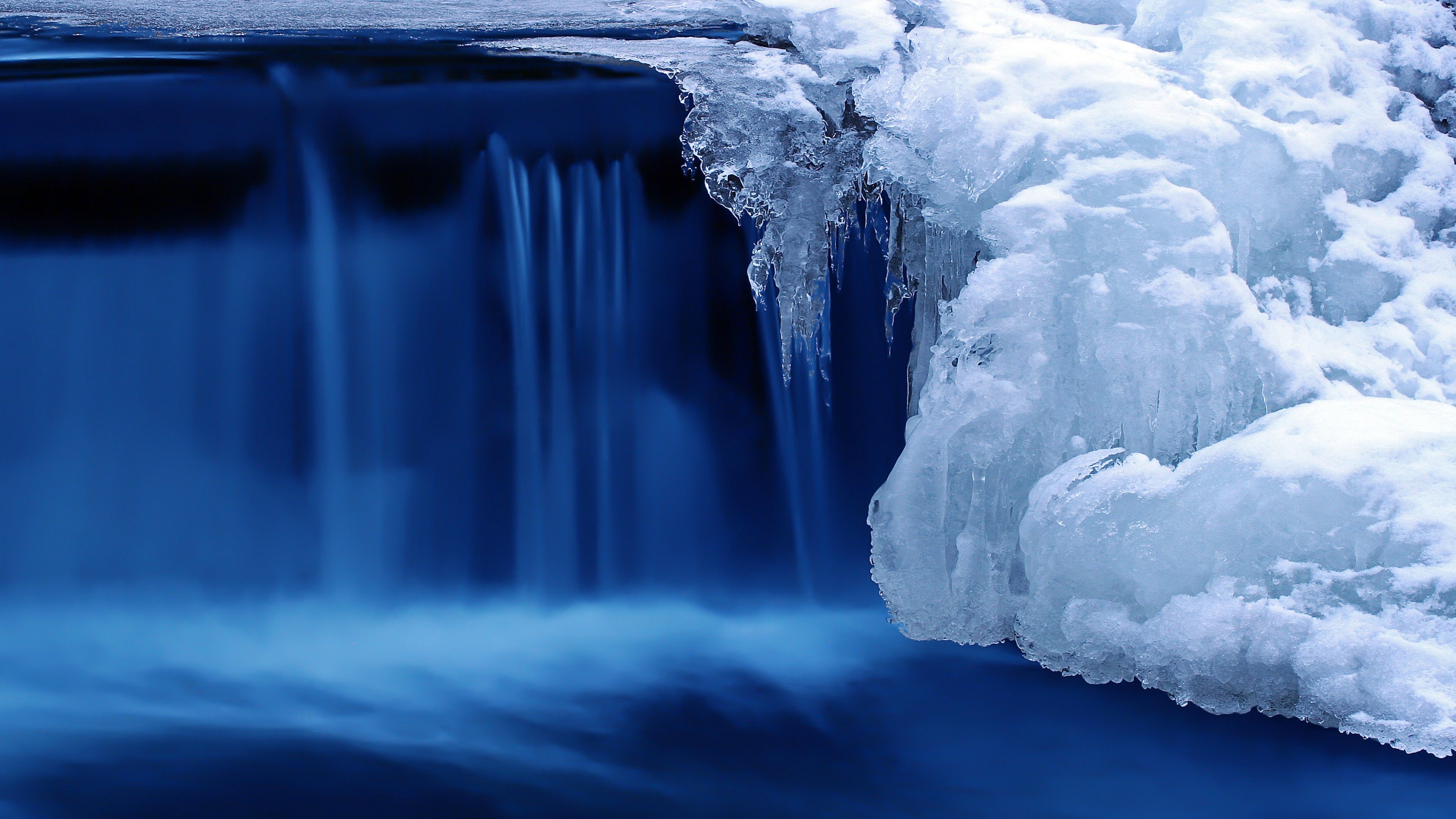 Wallpaper Lake, 4k, HD wallpaper, waterfall, water, snow, ice, Nature