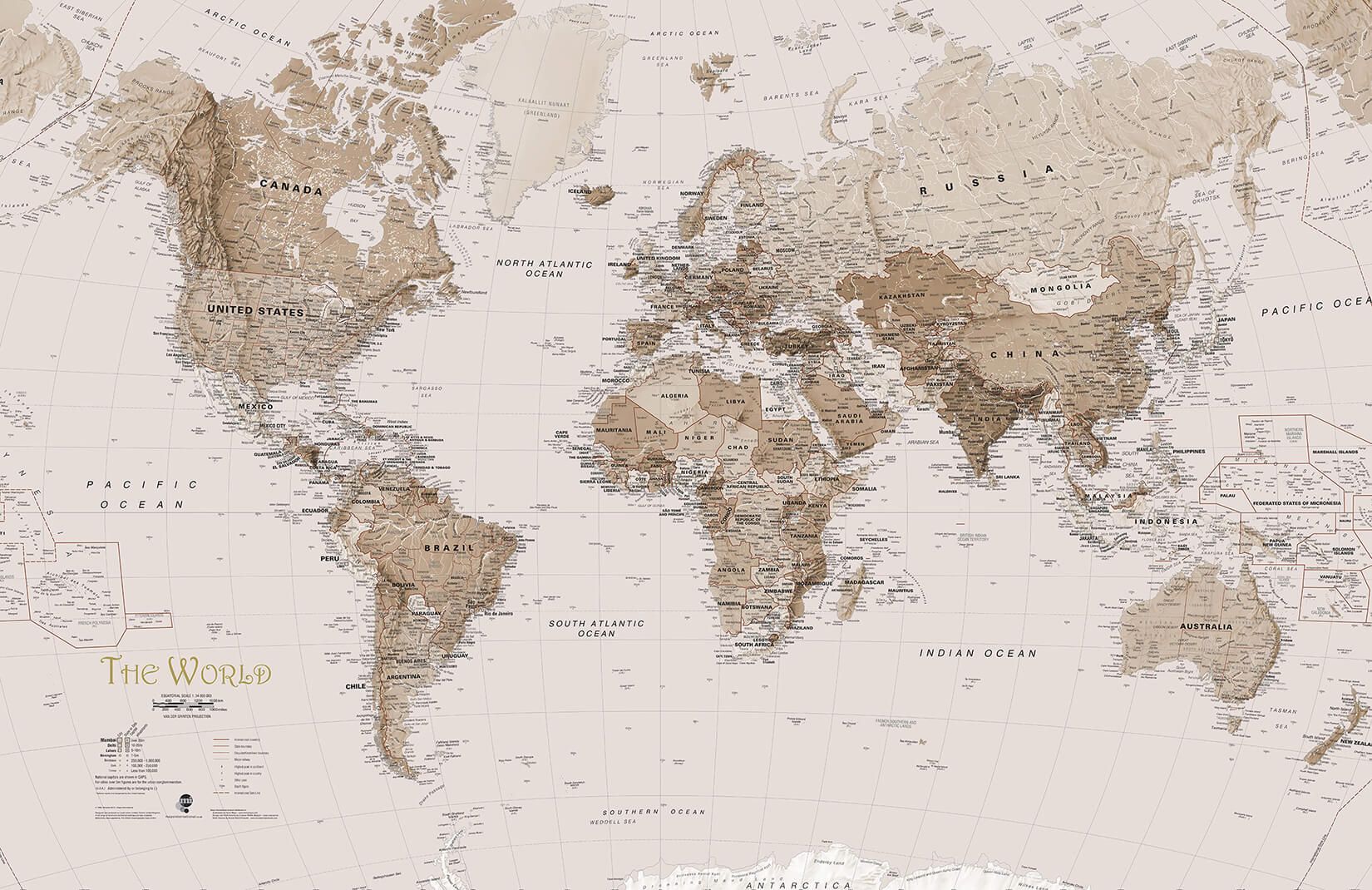 Vintage World Map  5868  Wallskin