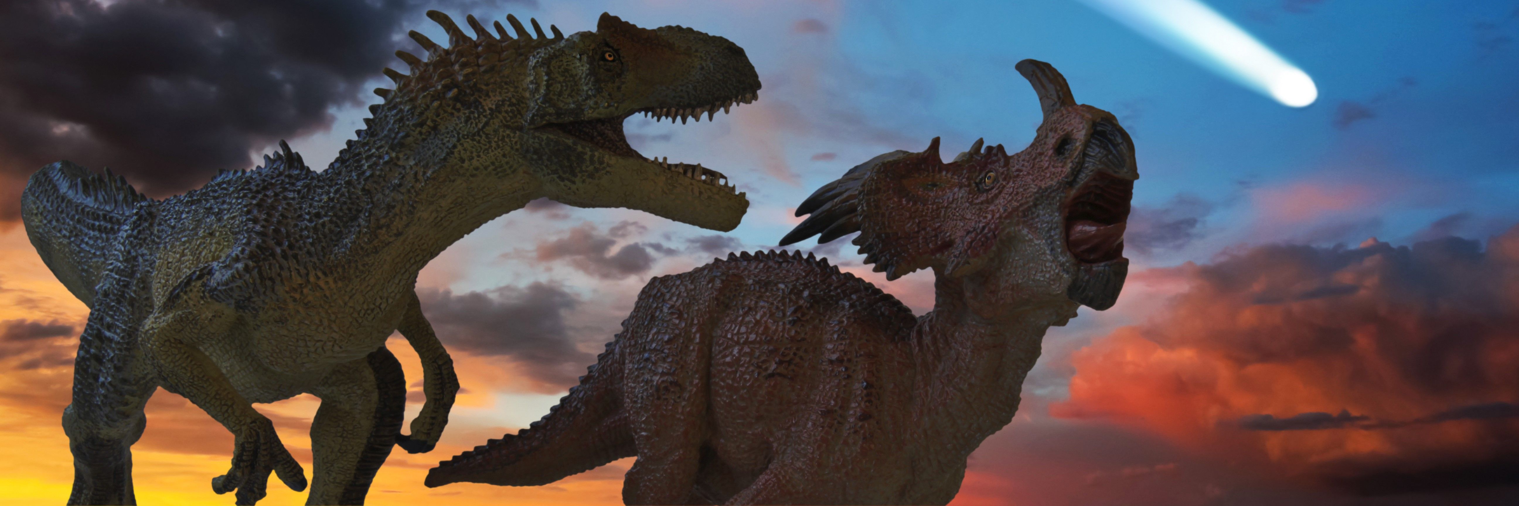 4K, 5K, meteorite extinction, Dinosaurs, Two. Mocah HD Wallpaper