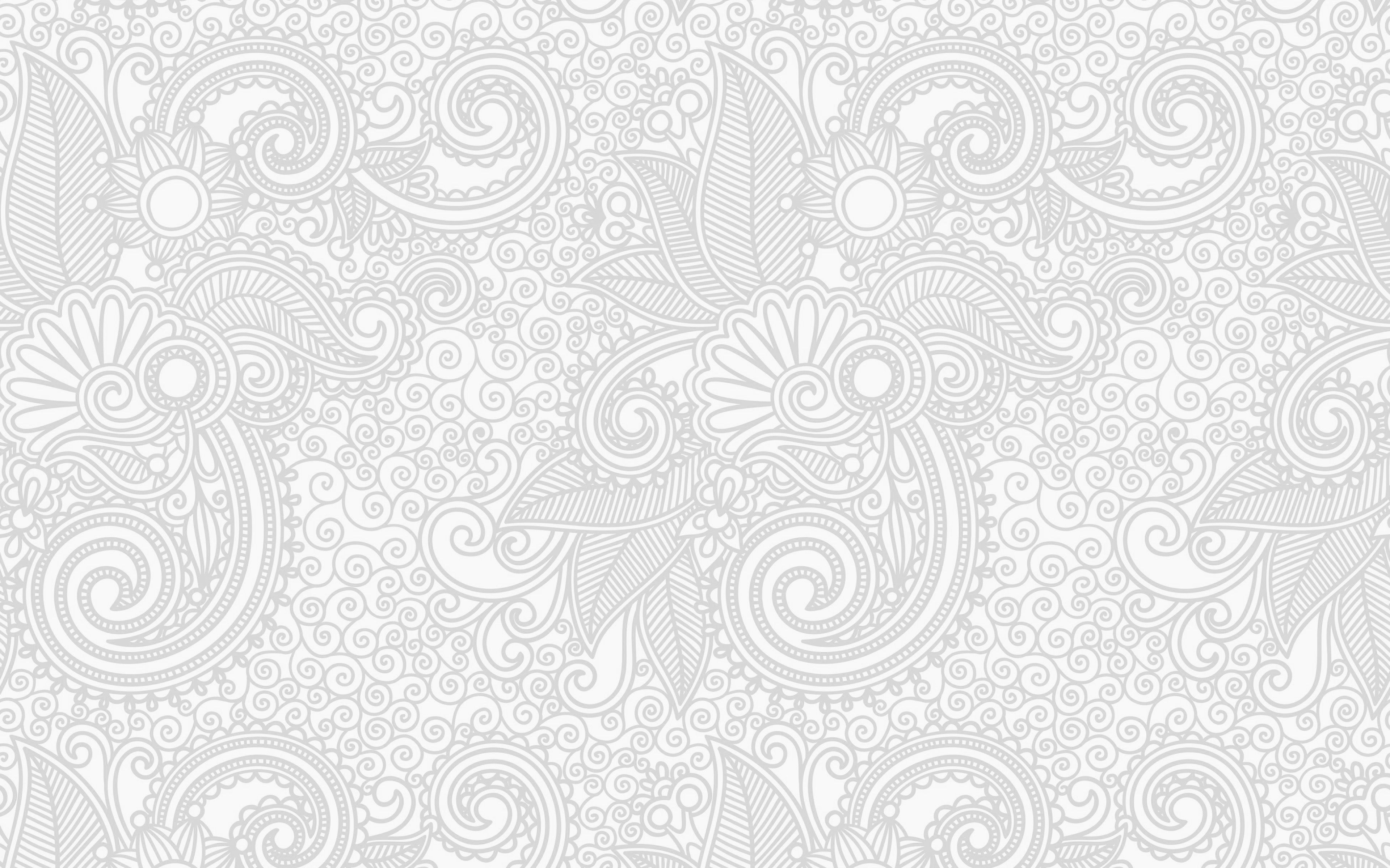 Wallpaper Design Flower Line White Bw Pattern