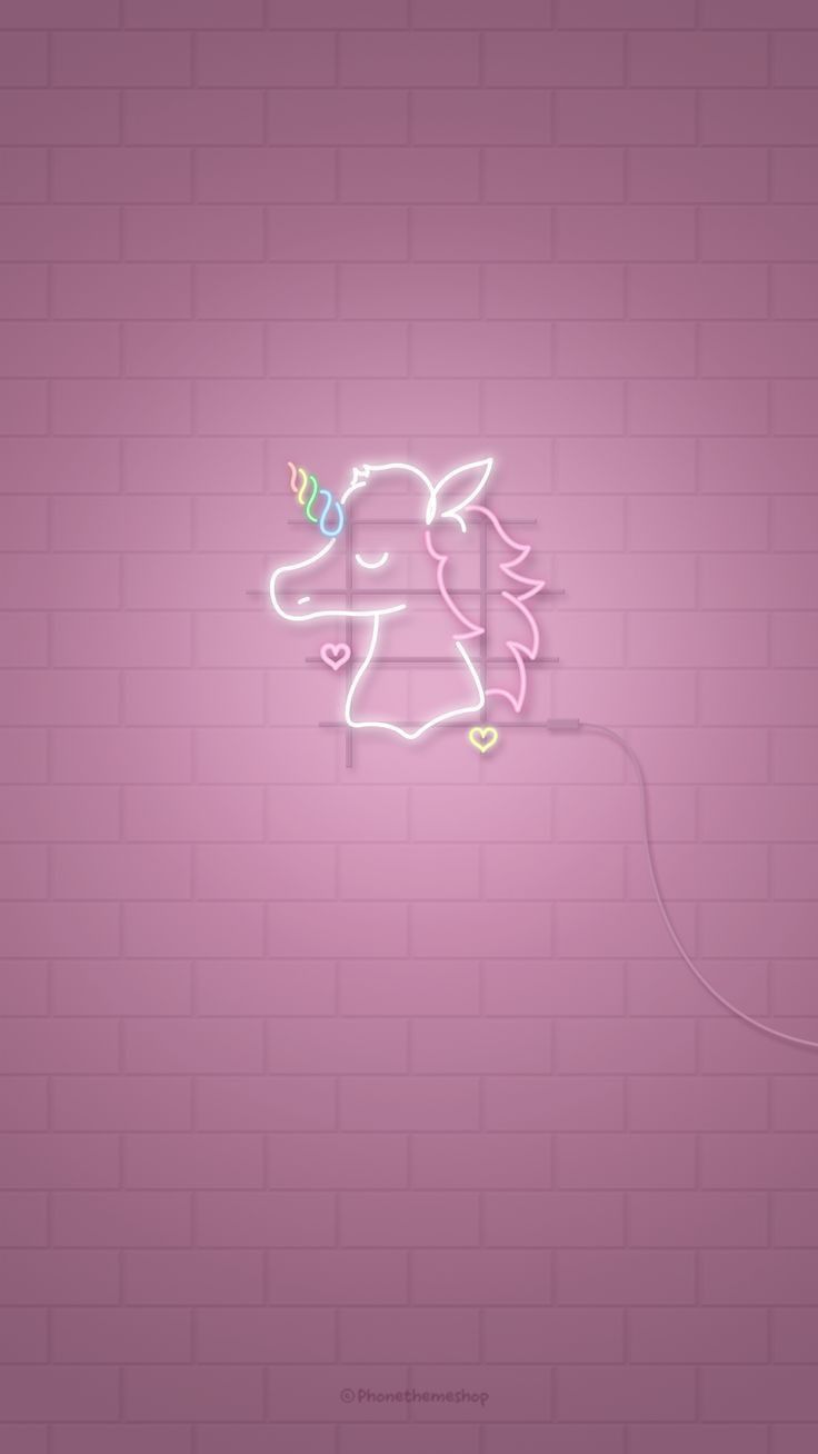 Cute Neon Unicorn Wallpaper Background