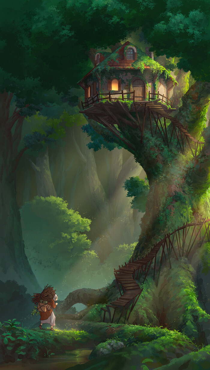 Treehouse, Nathan Park. Fantasy art landscapes, Fantasy artwork, Fantasy landscape