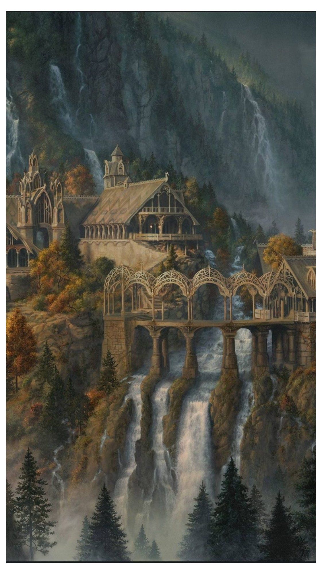 The Hobbit, The Lord of The Rings, Rivendell, Art Wallpaper for Android [Full HD], 1080x1920 Movies. Fantasy landscape, Fantasy art landscapes, Lord of the rings