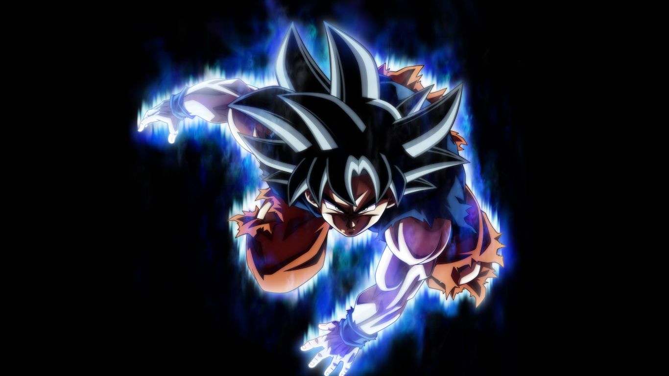 Download wallpaper 1366x768 dragon ball, son goku, blue power