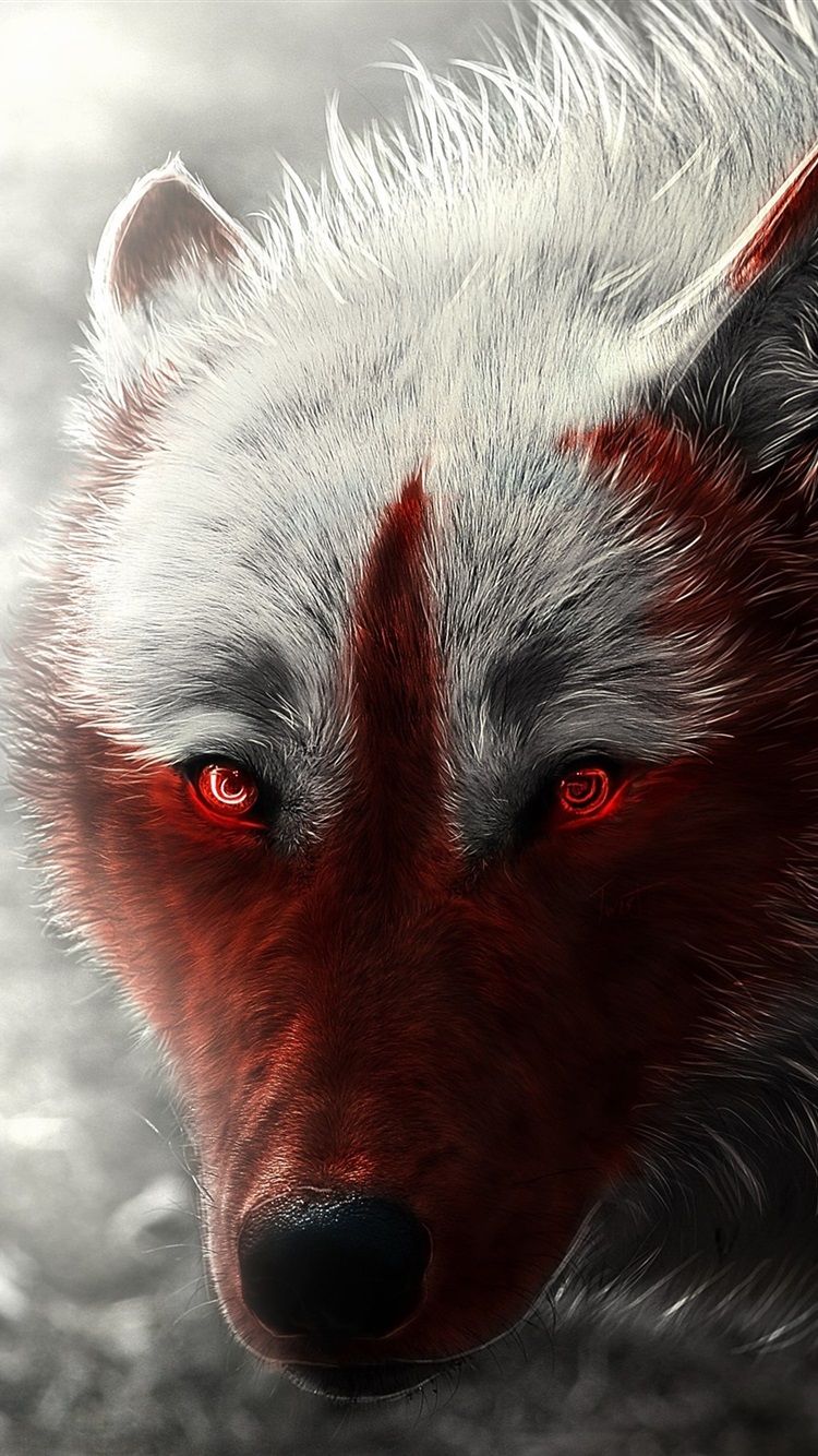Wolf, Glowing, Red Eyes, Art Picture 750x1334 IPhone 8 7 6 6S Wallpaper, Background, Picture, Image