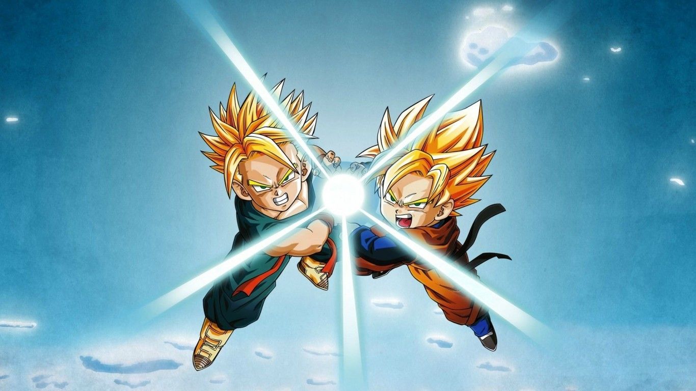 Download 1366x768 Dragon Ball Z, Trunks, Goten, Super Saiyan Mode Wallpaper for Laptop, Notebook