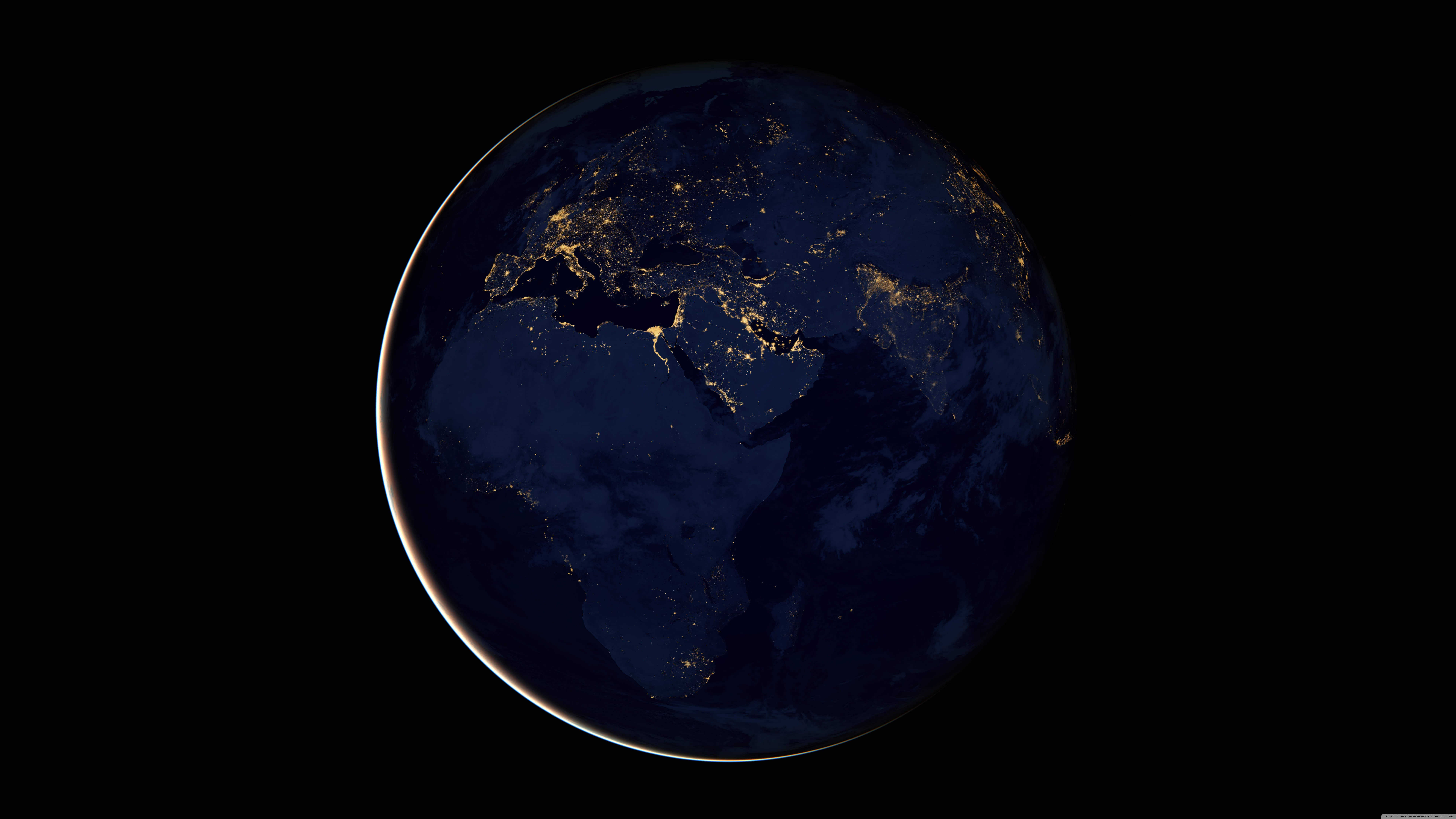 Black Marble Africa Europe And The Middle East UHD 8K Wallpaper