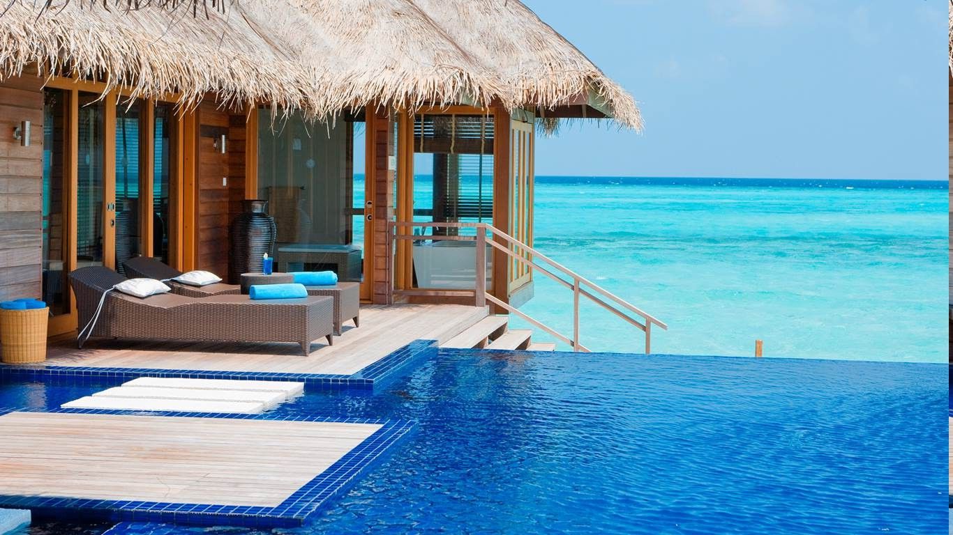 Maldives, Resort, Swimming Pool, Beach, Tropical, Sea, Luxury, Summer, Bungalow, Nature, Landscape Wallpaper HD / Desktop and Mobile Background
