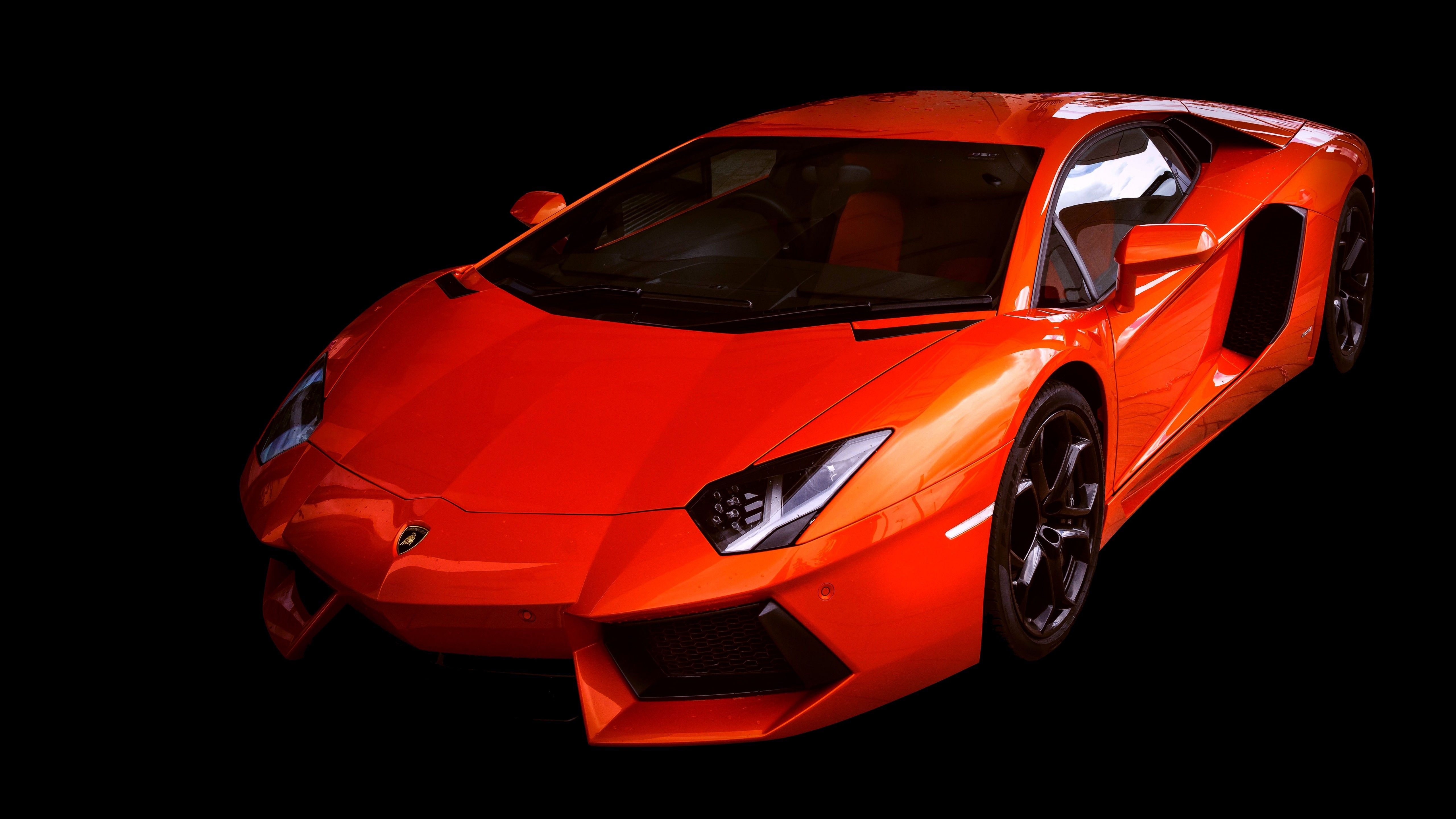 Lamborghini Aventador Wallpaper 4K, Black Background, Red Cars, 5K, Sports Cars, 8K, Black Dark