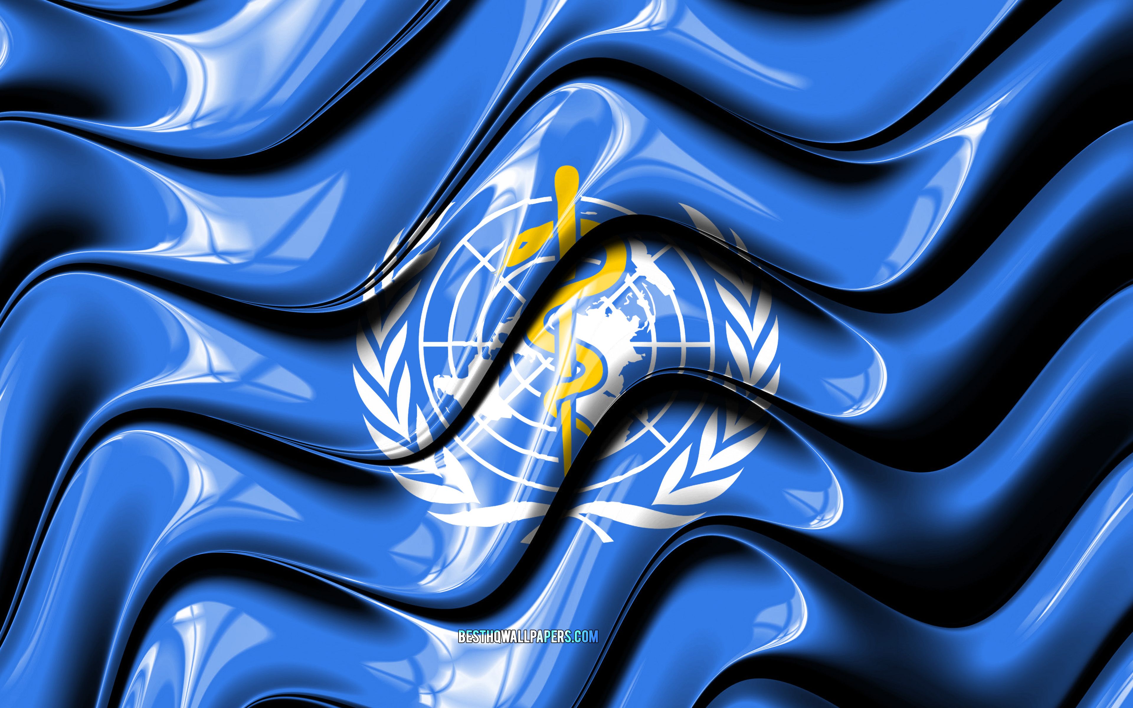 Download wallpaper World Health Organization, 4k, world organizations, Flag of WHO, 3D art, WHO for desktop with resolution 3840x2400. High Quality HD picture wallpaper