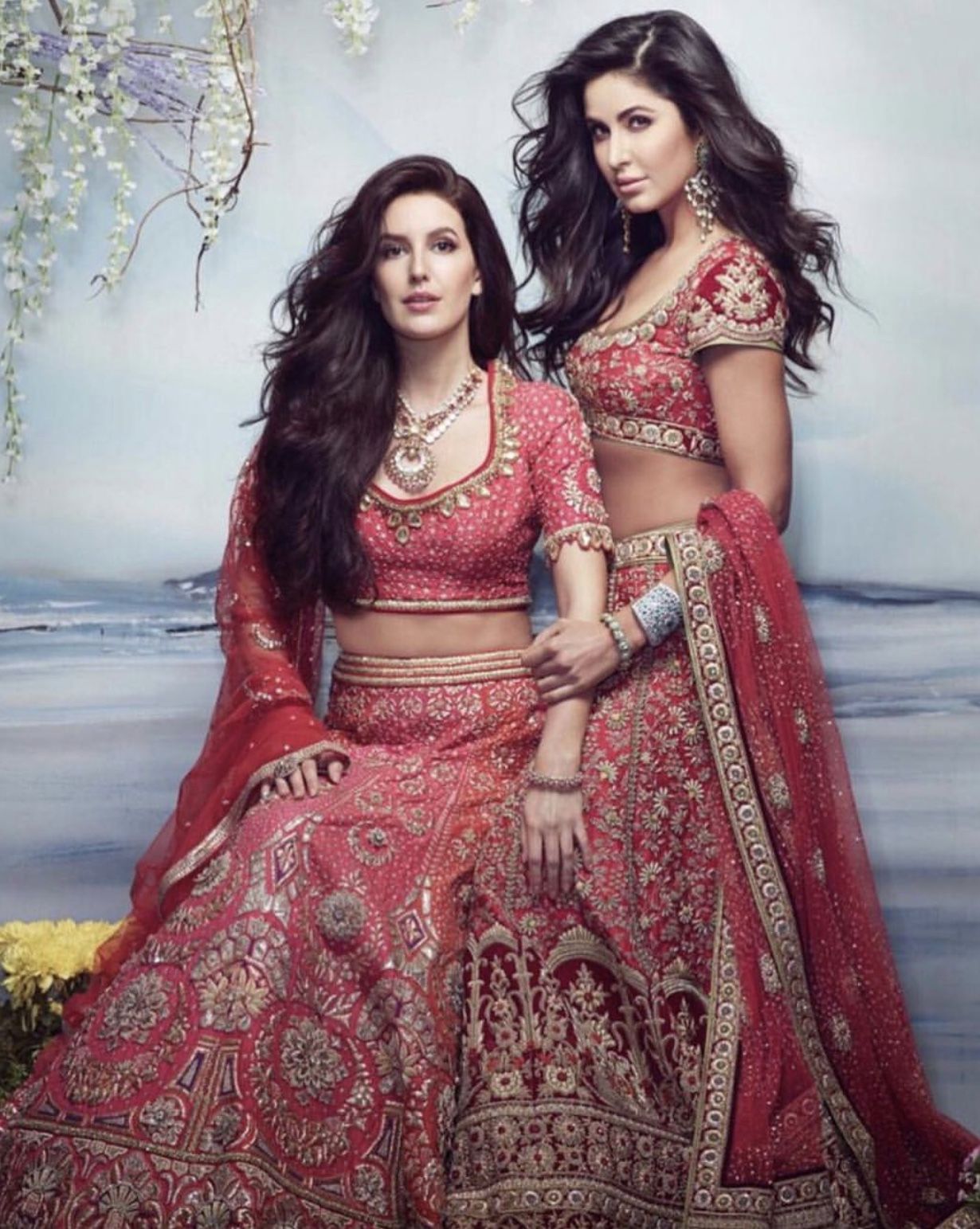 The gorgeous Katrina Kaif and sister Isabelle in Tarun Tahiliani bridal lehenga designs for Brides Today. Katrina kaif, Katrina kaif photo, Bollywood celebrities