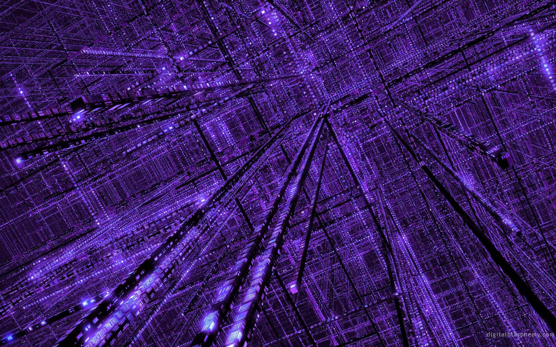 3D view, abstract, purple, grid wallpaper