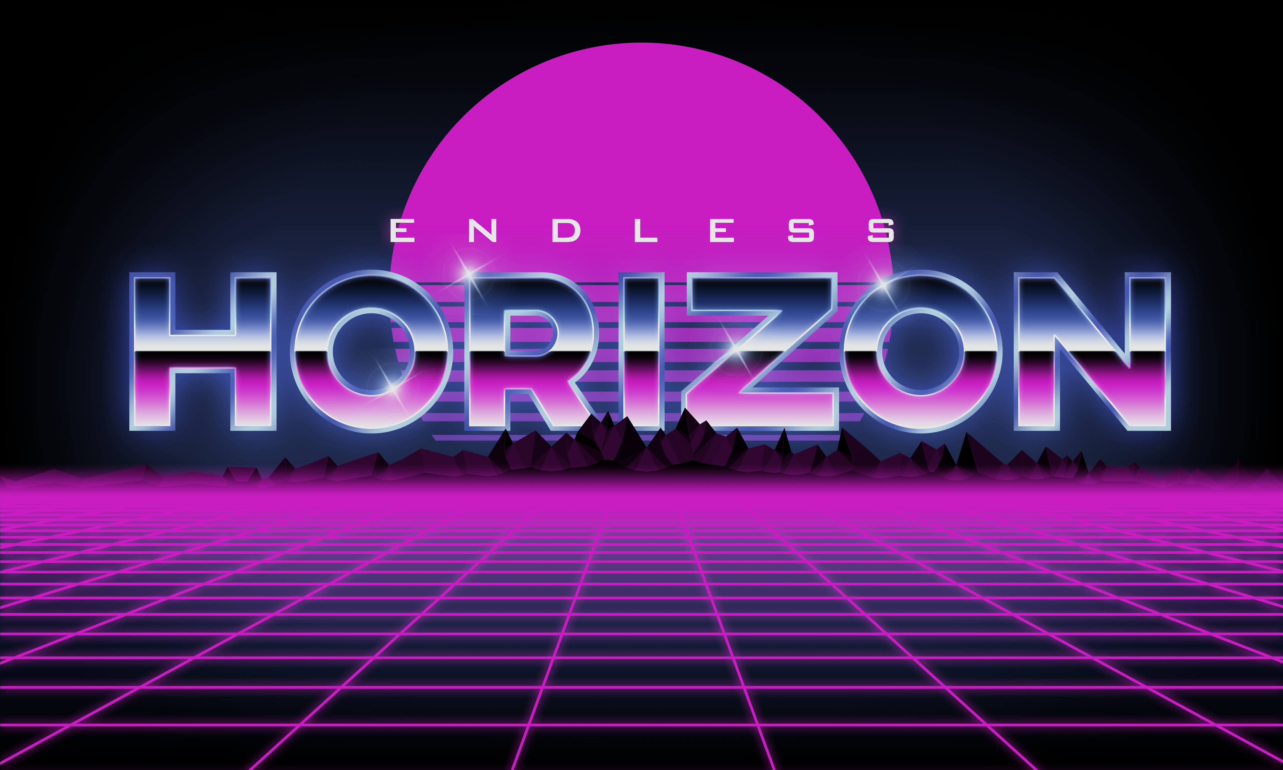 Wallpaper, 80s, neon, chrome, grid, sunset, purple 5000x3000