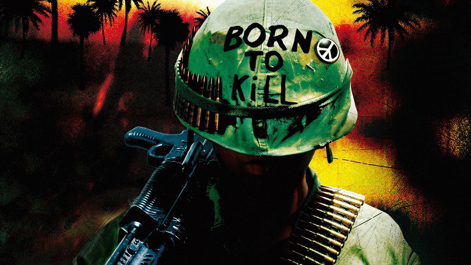 peace Sign, Full Metal Jacket, Artwork, Gun, Vietnam War, Movies, Helmet Wallpaper HD / Desktop and Mobile Background