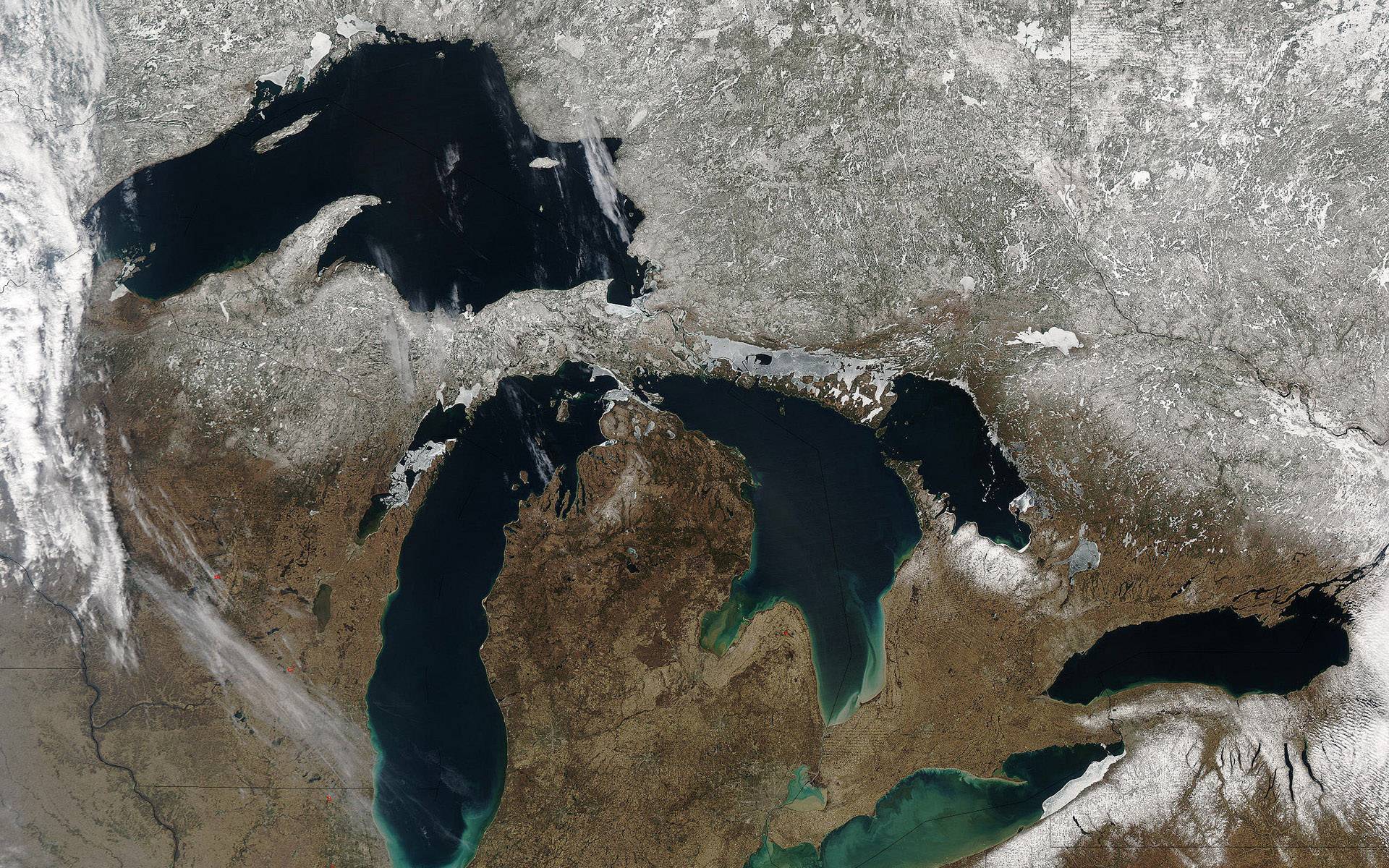 Great Lakes satellite image wallpaperx1200