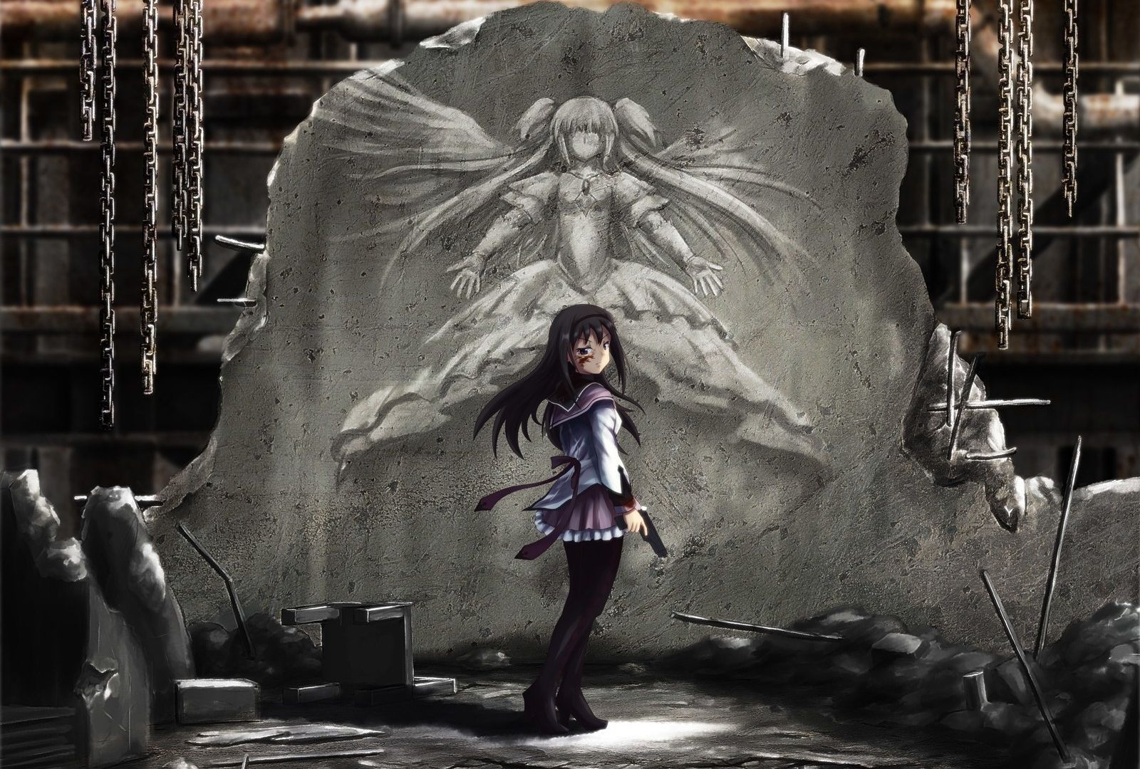 Desktop wallpaper fighter, anime girl, homura akemi, HD image, picture, background, 18c6ce