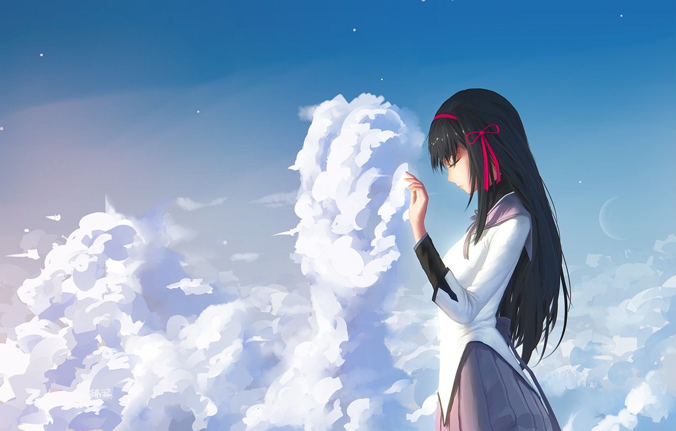 Wallpaper Anime, mahou shoujo madoka magica, cloud., Homura Akemi image for desktop, section прочее