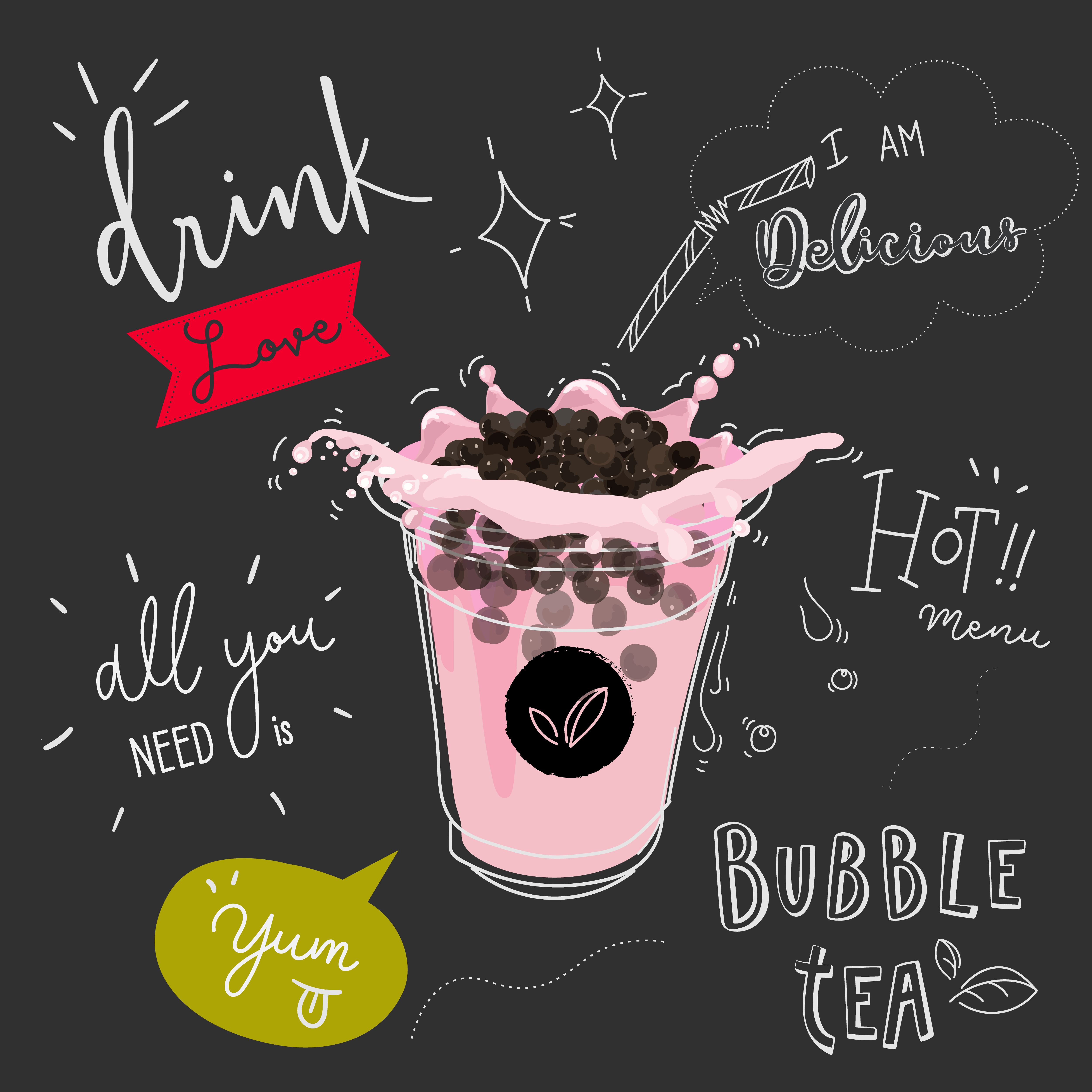 Bubble tea Special Promotions Blackboard Design Poster. Tea design, Bubble tea shop, Tea logo