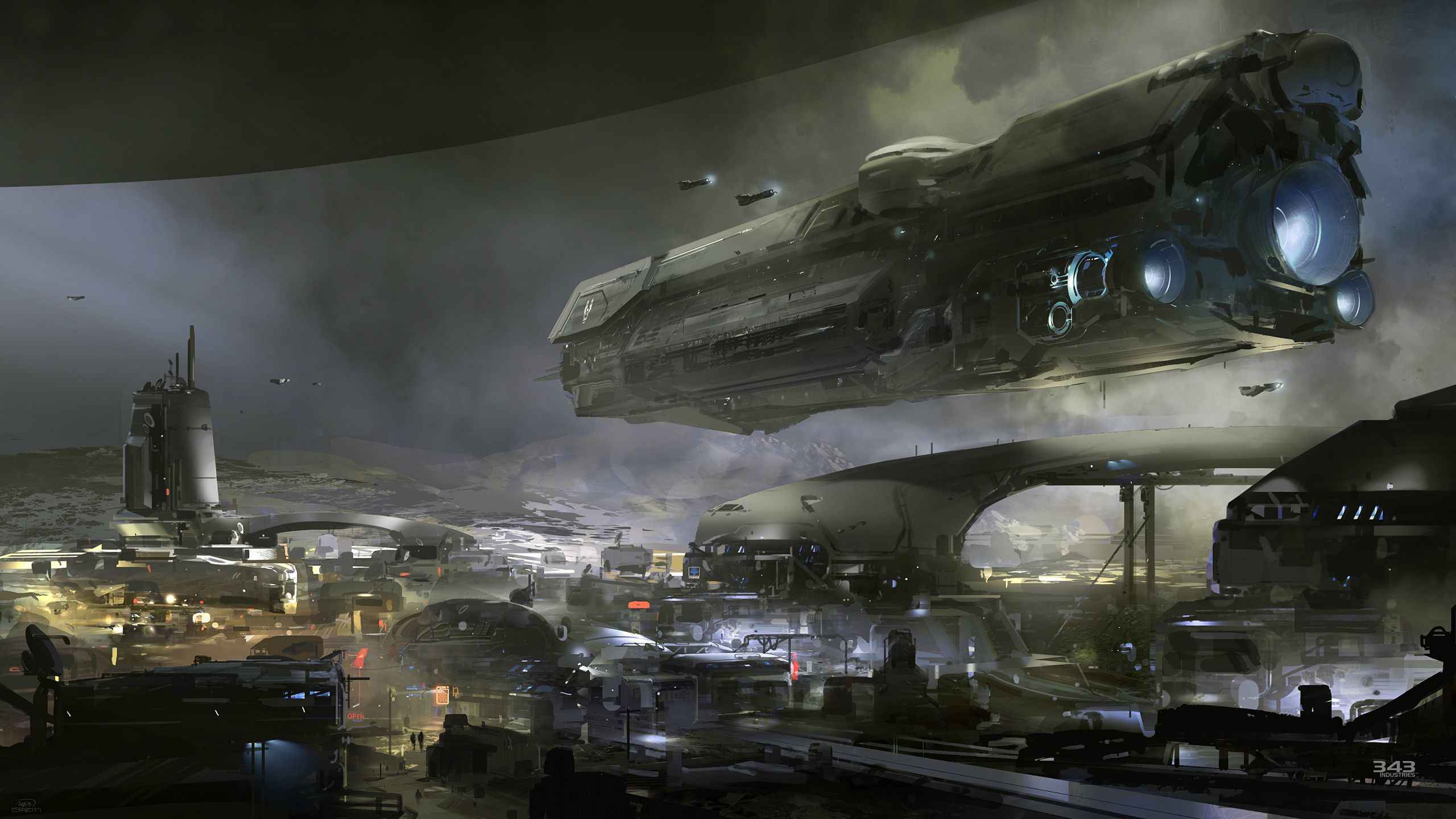 Halo 5 Concept Art, Most Likely UNSC Infinity, By Nicolas “Sparth” Bouvier [2560 X 1440] (x Post R Halo)