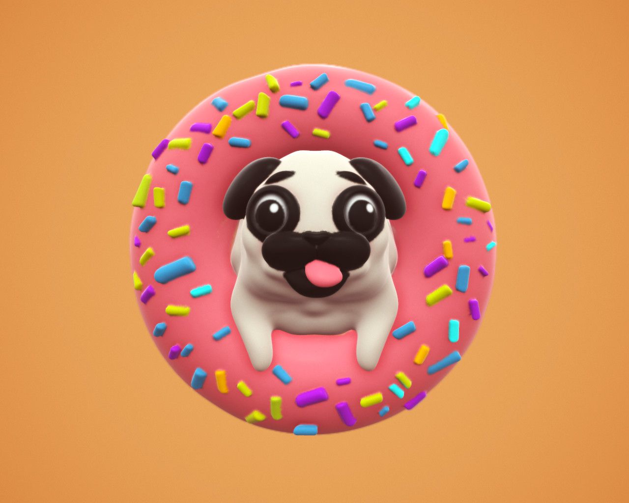 Donut Pug Wallpaper