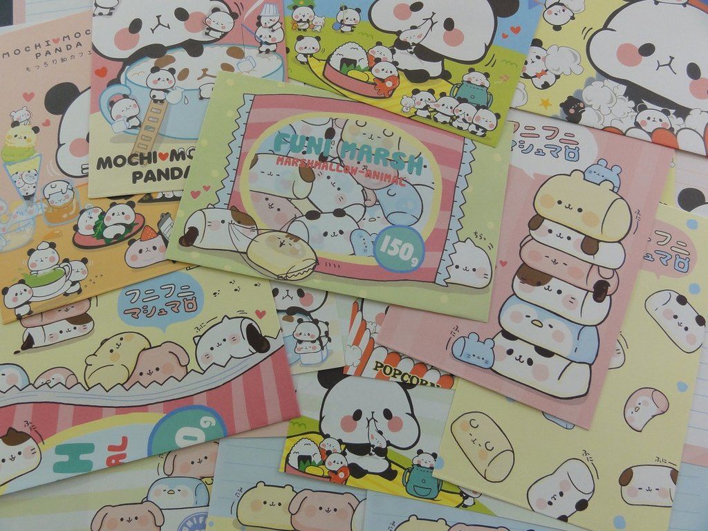Cute Kawaii Mochi Panda Marshmallow Letter Paper + Envelope Theme Set