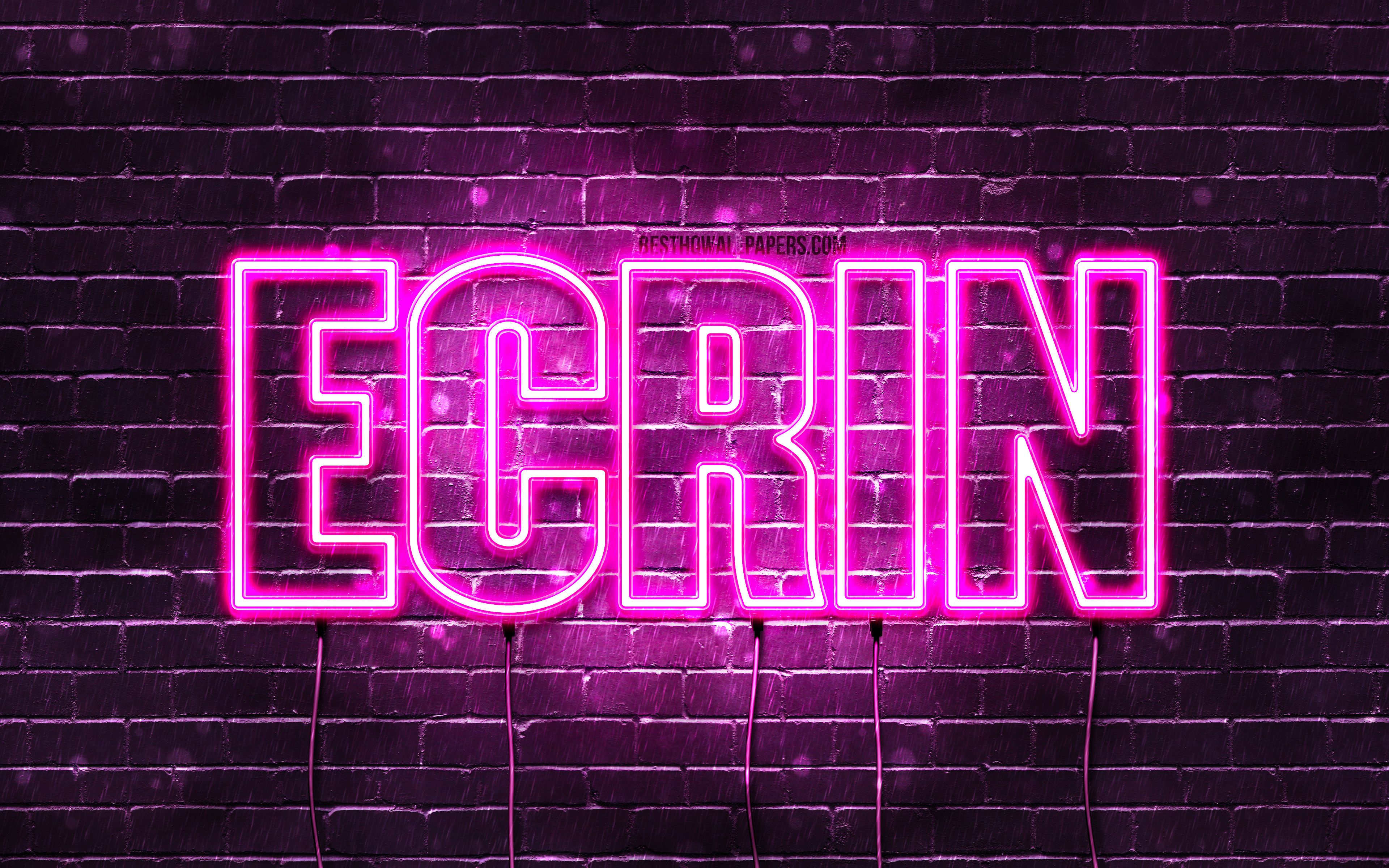 Download wallpaper Ecrin, 4k, wallpaper with names, female names, Ecrin name, purple neon lights, Happy Birthday Ecrin, popular turkish female names, picture with Ecrin name for desktop with resolution 3840x2400. High Quality